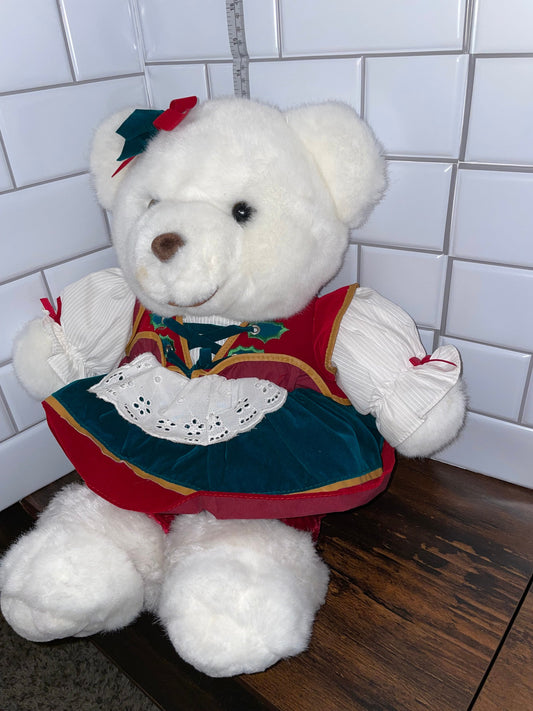 Kmart White Snowflake Teddy Bear Plush Girl 1995
