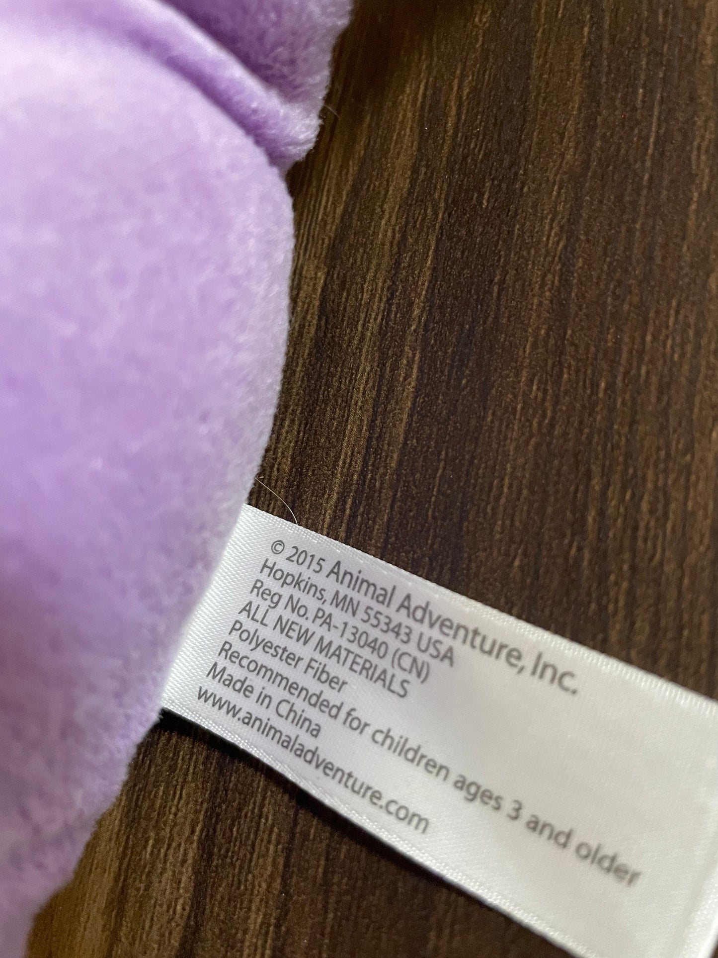 Animal Adventure purple dragon w heart plush