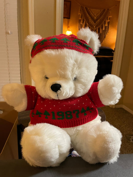 Vintage Christmas Teddy Bear Plush 1987