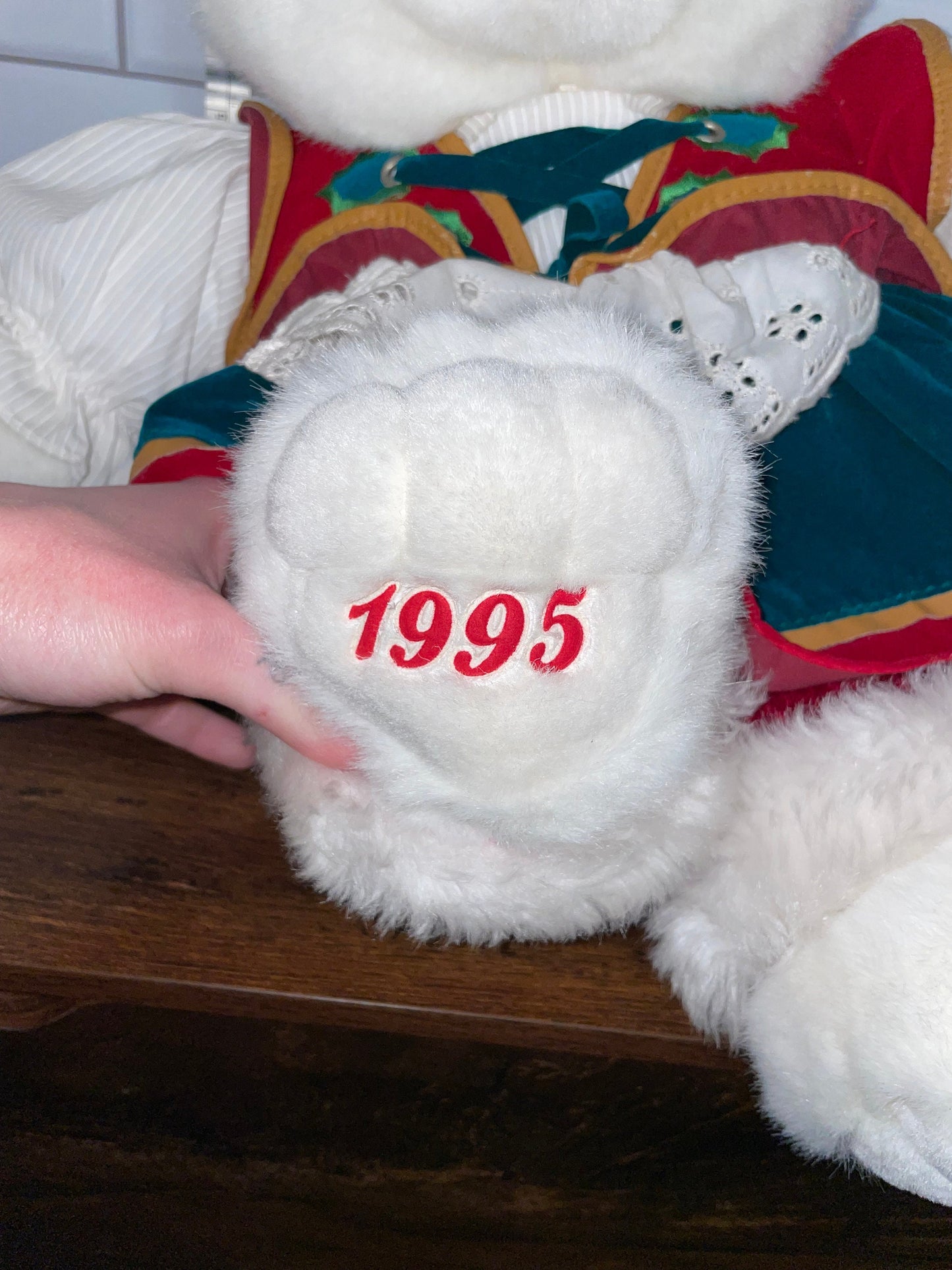 Kmart White Snowflake Teddy Bear Plush Girl 1995