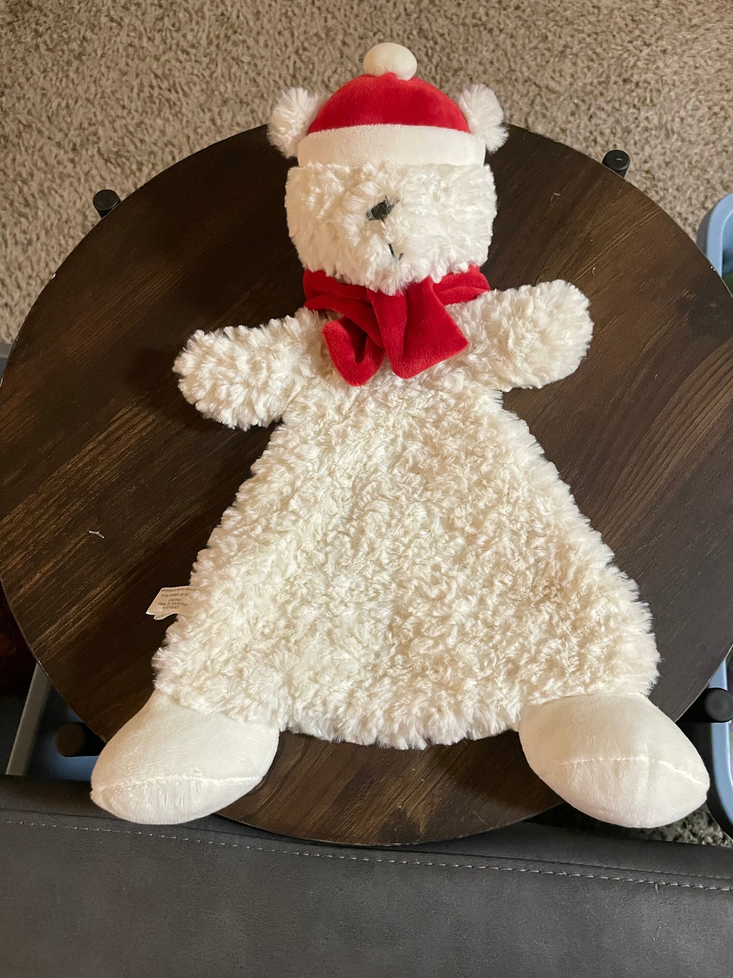 Demdaco Christmas polar bear baby rattle blanket plush