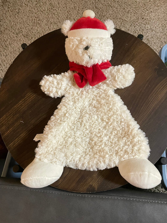 Demdaco Christmas polar bear baby rattle blanket plush