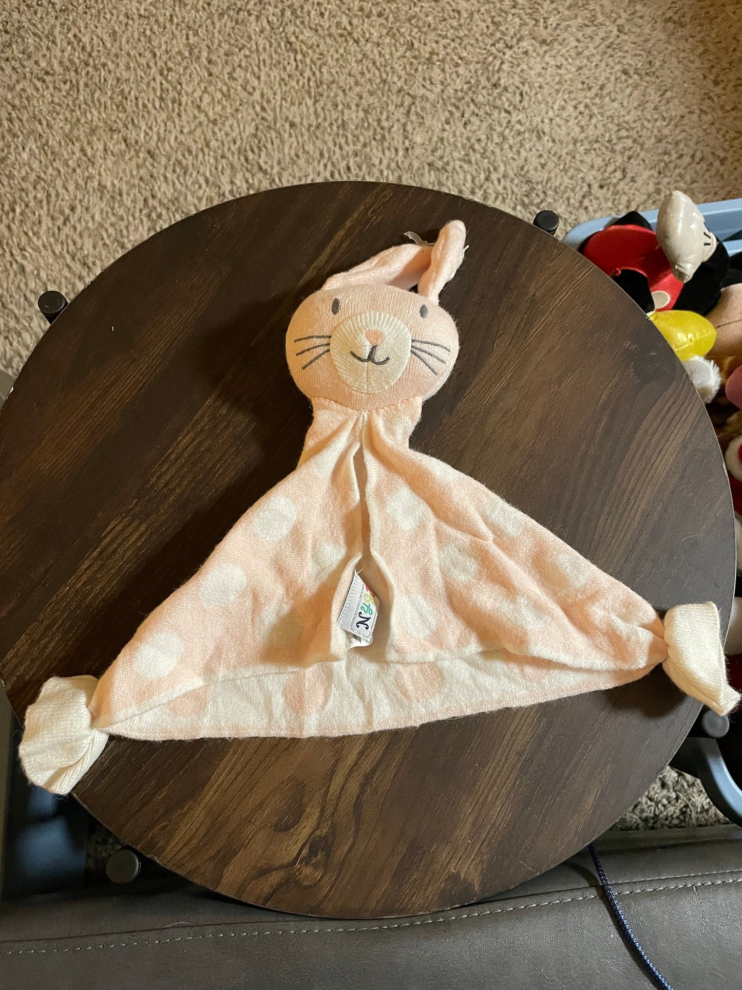 Not Your Grandmas Peach Knit Bunny Rabbit Lovey Security Blanket Plush