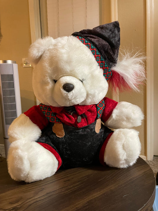 Bavarian White Jingle Bear Teddy Bear plush. 1991 Large Rare And Hard To Find