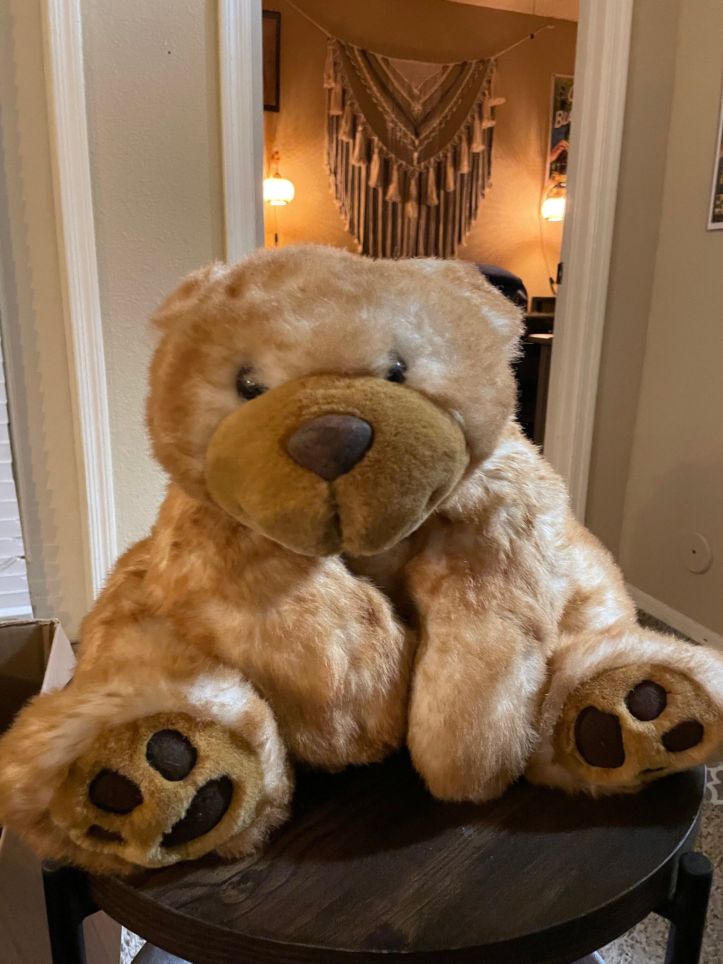 Large tan/light brown minky style bear plush - rare and HTF!
