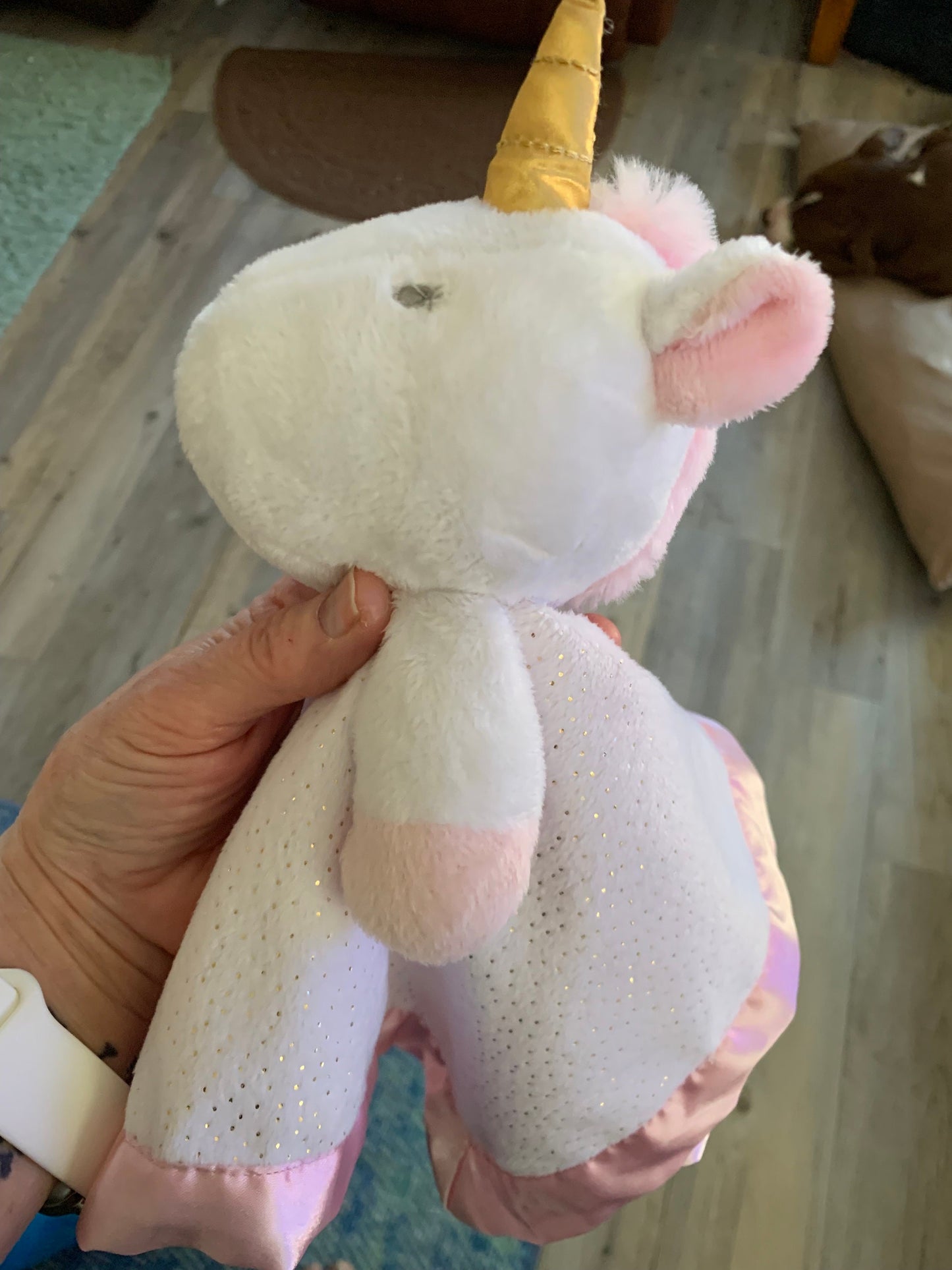 Cloud Island Unicorn Security Blanket: Pink Satin Lovey