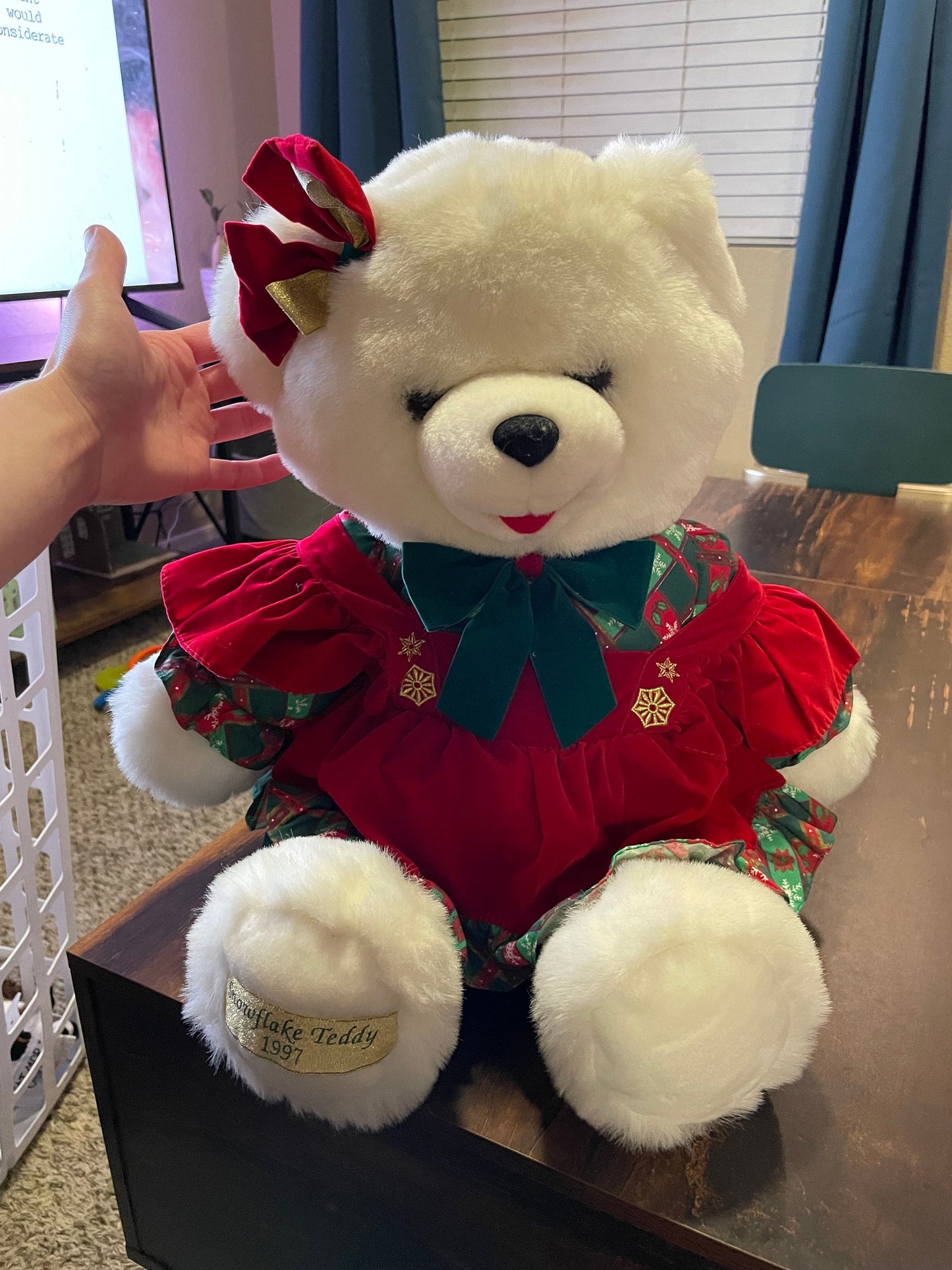 1997 Christmas Snowflake Teddy Bear Plush