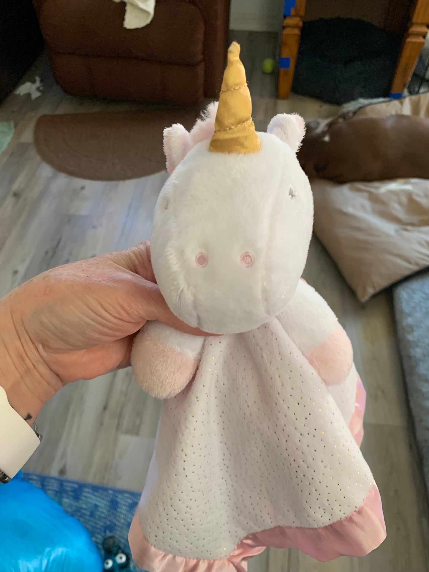 Cloud Island Unicorn Security Blanket: Pink Satin Lovey