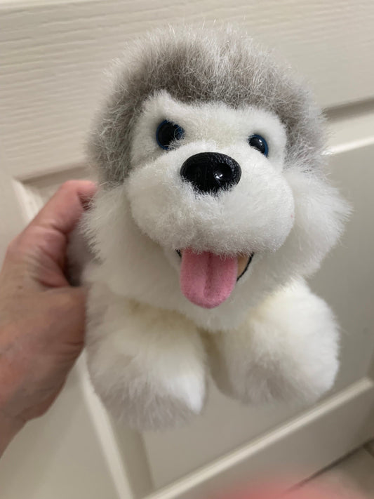 Vintage Small Husky Plush, Blue Eyes, Restored EUC