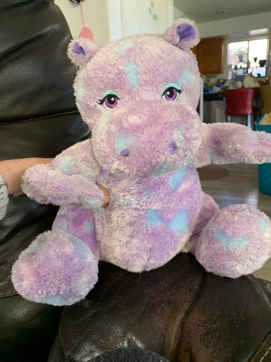 Build A Bear Pastel Purple, Pink and Blue Tye Dye Hippo Plush. Retired
