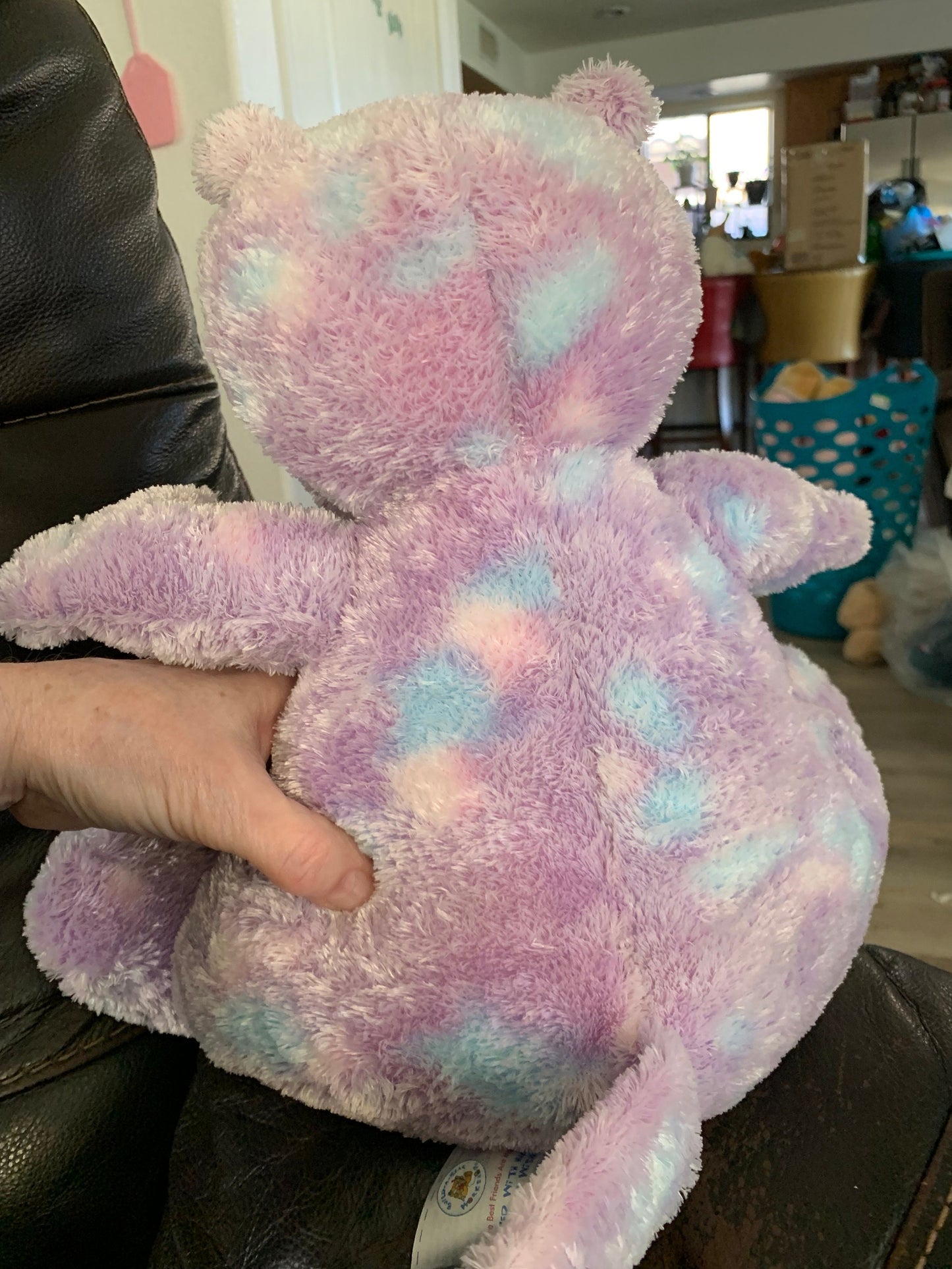Build A Bear Pastel Purple, Pink and Blue Tye Dye Hippo Plush. Retired