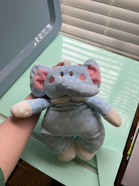 Baby Ganz Blue Polka Dot Elephant Plush (Untested Music Box)