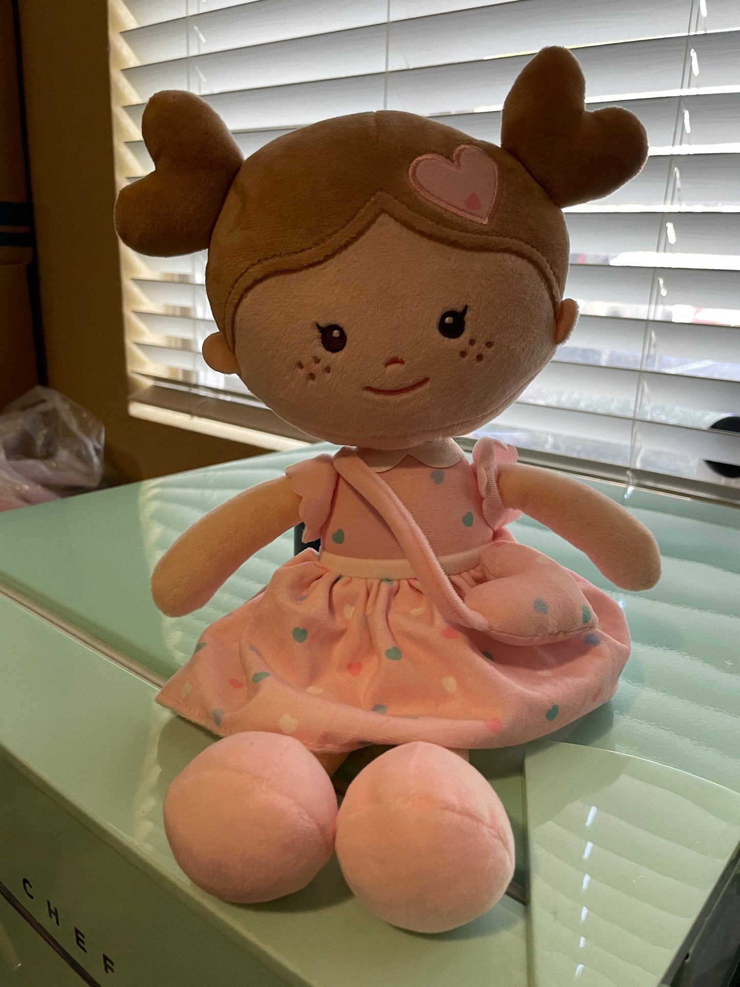 Onetoo Pink Baby Doll Plush Brown Hair HTF