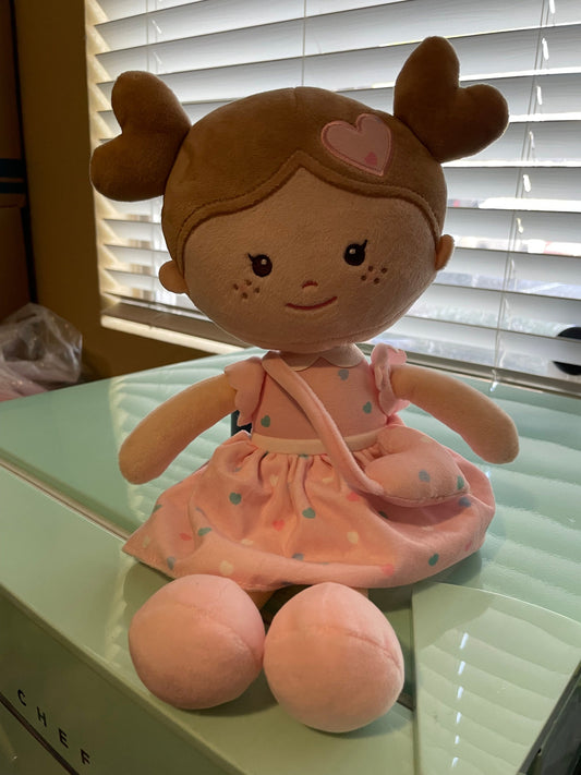 Onetoo Pink Baby Doll Plush Brown Hair HTF