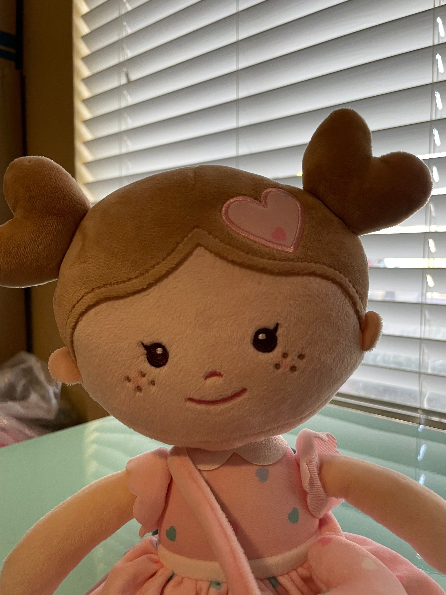 Onetoo Pink Baby Doll Plush Brown Hair HTF