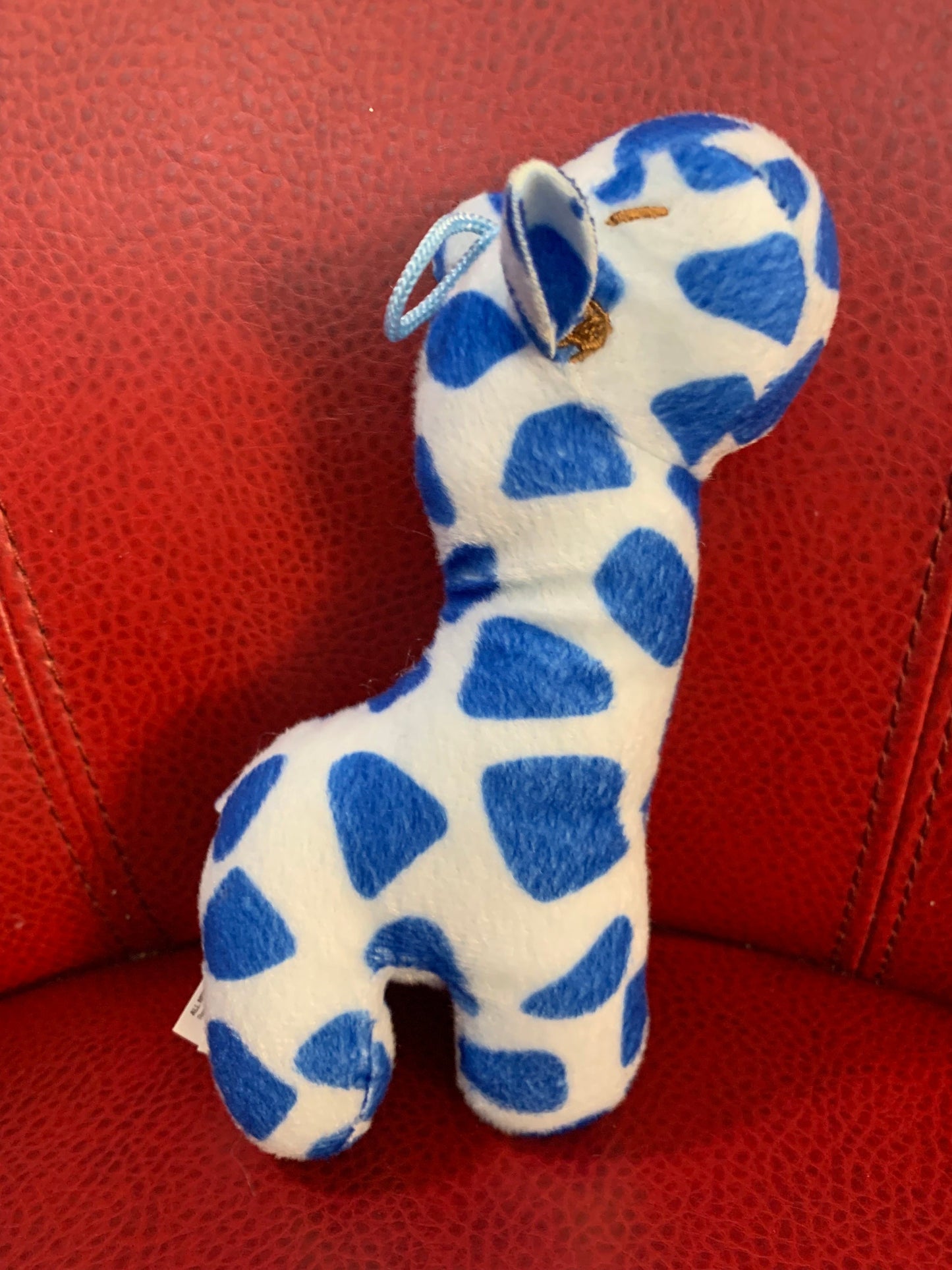 Blue and White Giraffe Plush Baby Toy, Caravan Soft Toy