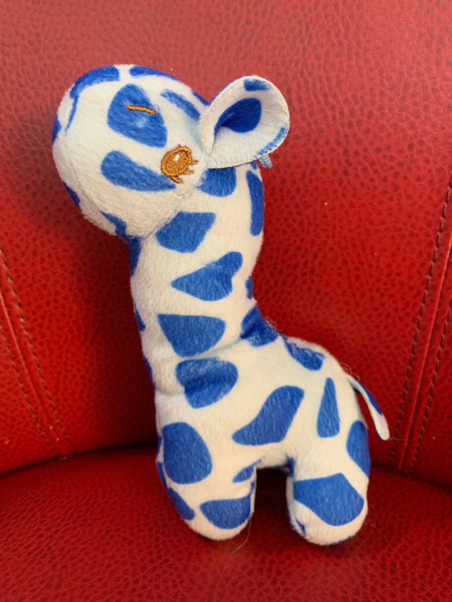 Blue and White Giraffe Plush Baby Toy, Caravan Soft Toy