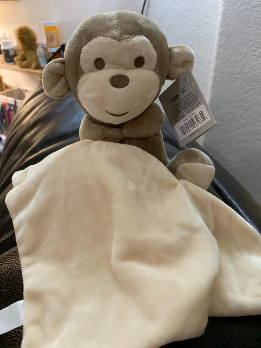 Moon and Stars Monkey Lovie/Lovey security blanket. Brown and tan. Very soft. NWT