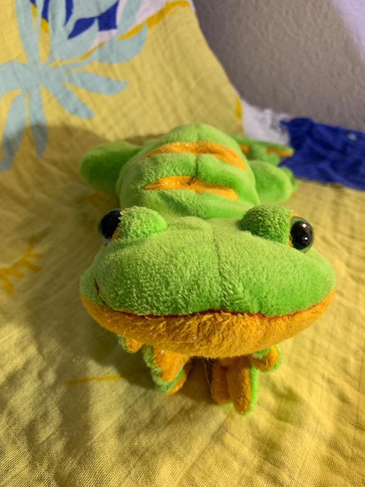 Webkinz Green and Yellow Lemon Lime Gecko plush. No code. Absolutely Adorable!