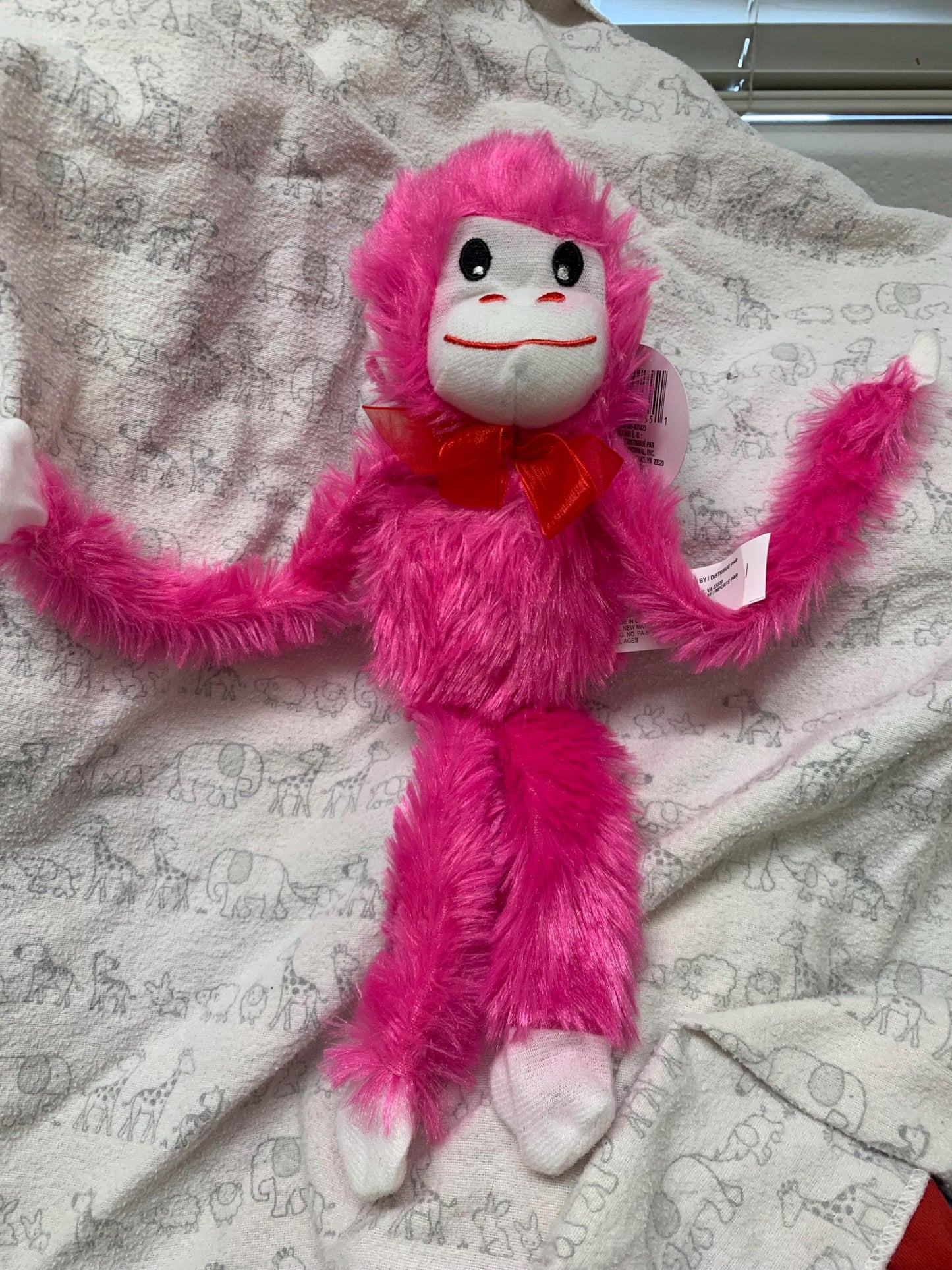 Fuzzy Friends Pink And  White Monkey Plush. Choose Color and Stuffing. NWT
