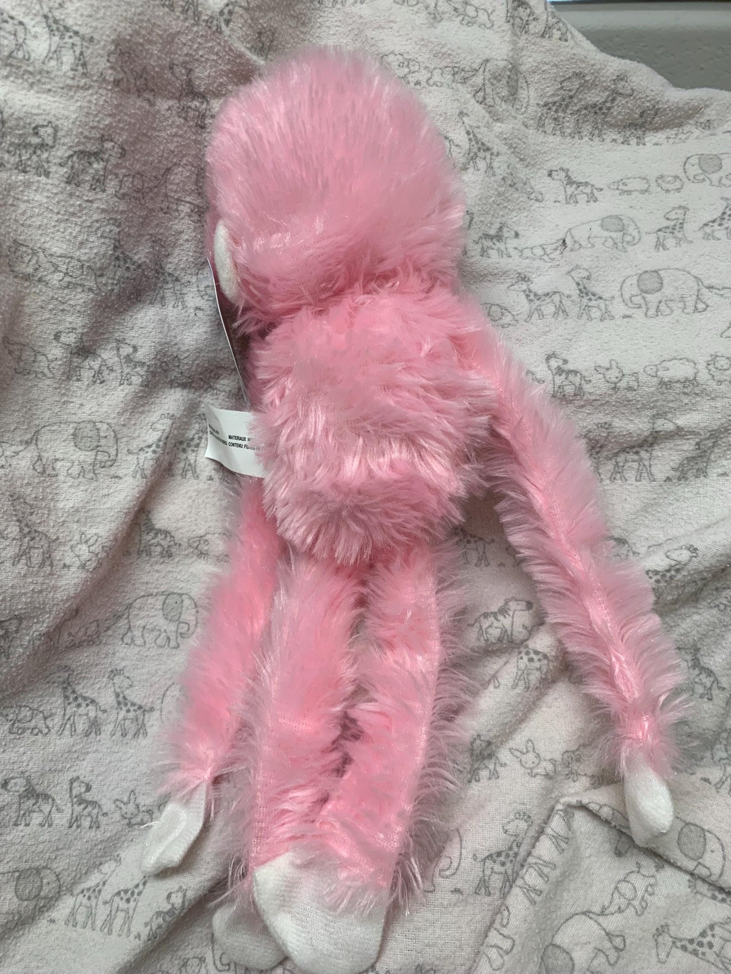 Fuzzy Friends Pink And  White Monkey Plush. Choose Color and Stuffing. NWT