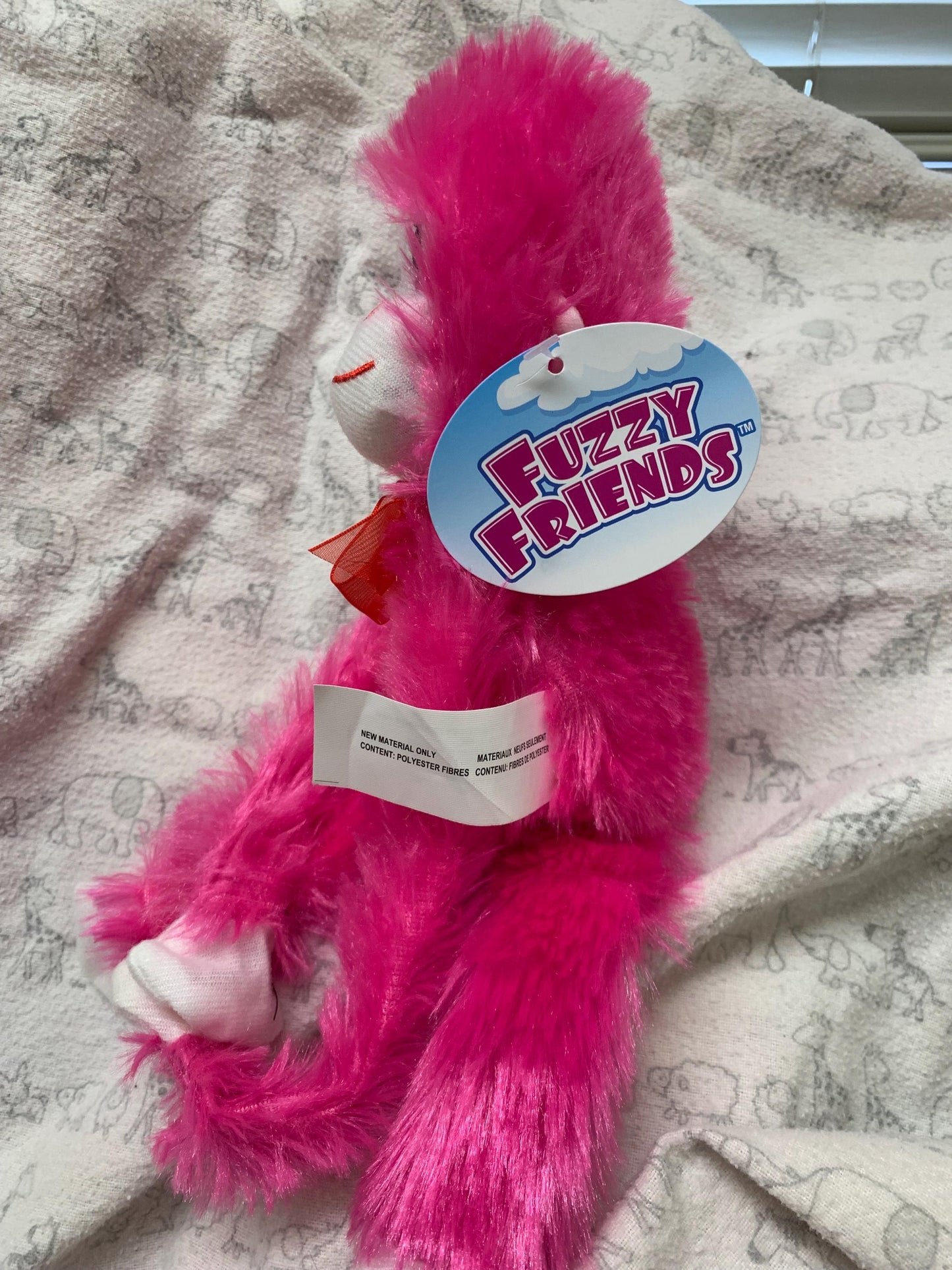 Fuzzy Friends Pink And  White Monkey Plush. Choose Color and Stuffing. NWT