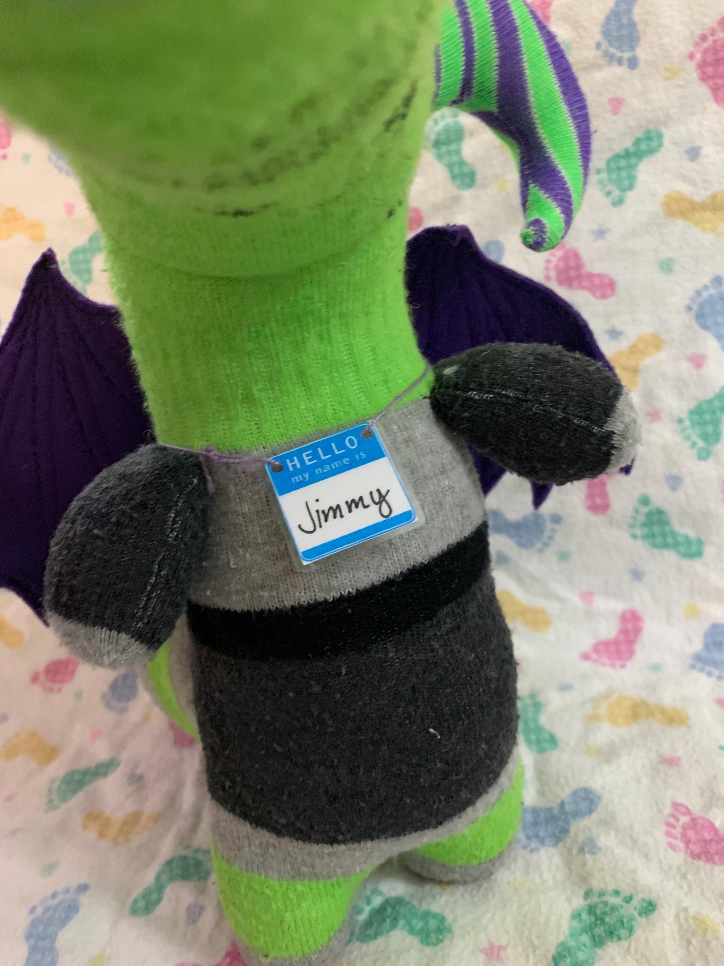 Handmade Dragon Alligator Sock Creature - OOAK Plush Toy