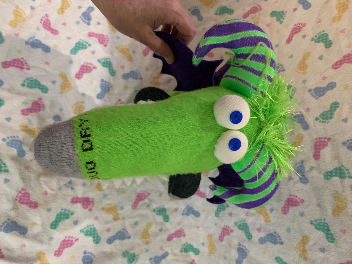 Handmade Dragon Alligator Sock Creature - OOAK Plush Toy