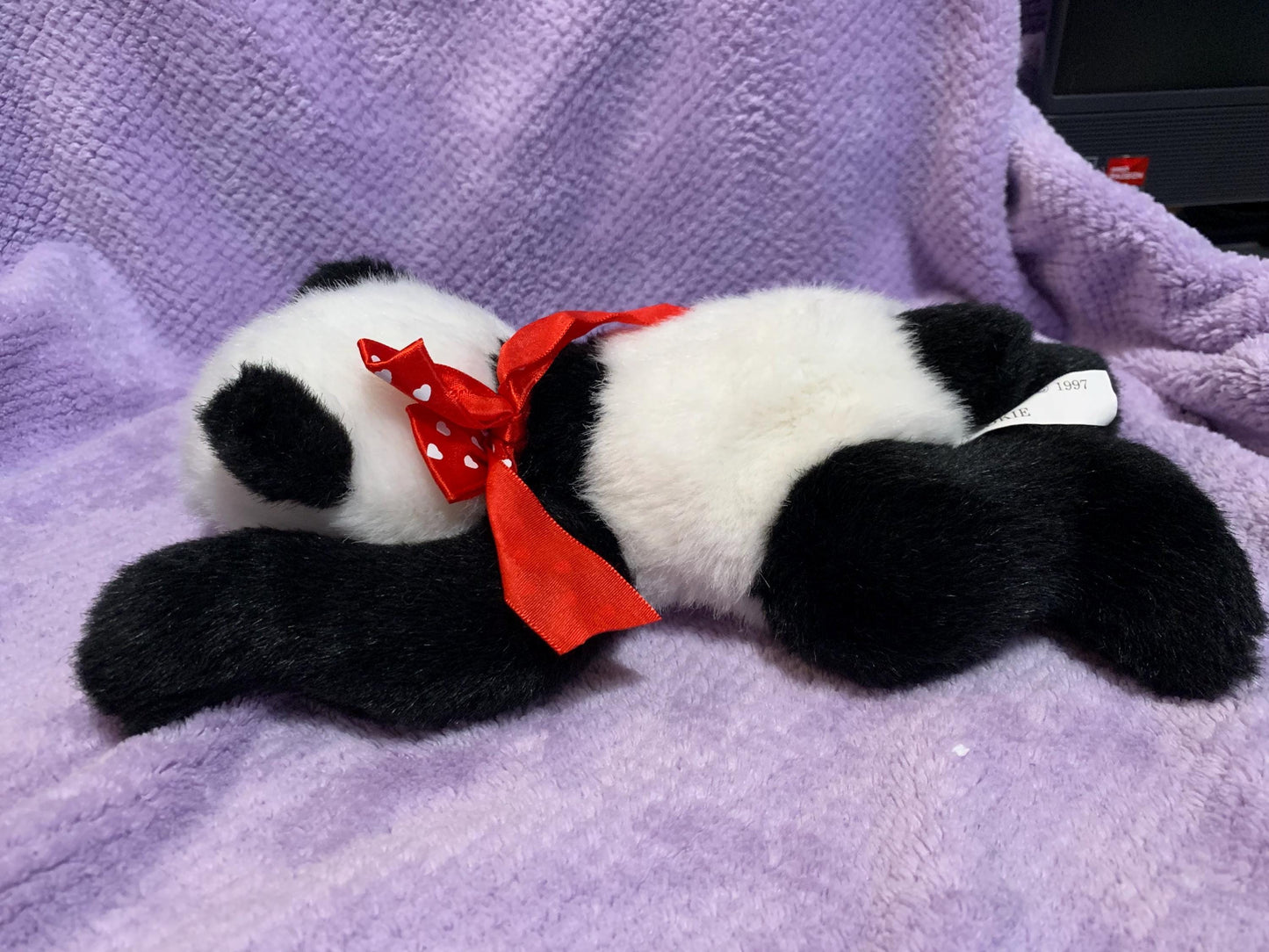 Ganz Pookie Panda Plush, Red Heart Ribbon, 1997