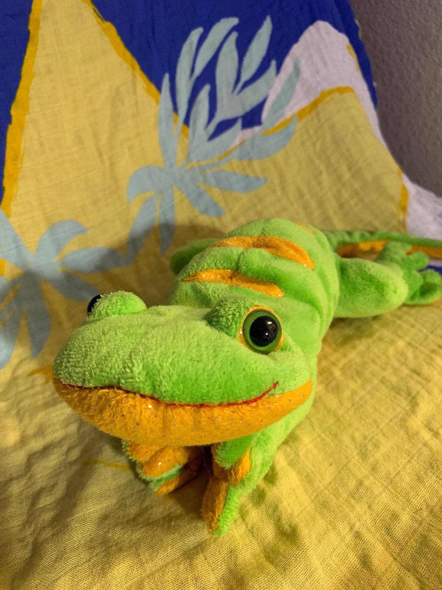 Webkinz Green and Yellow Lemon Lime Gecko plush. No code. Absolutely Adorable!