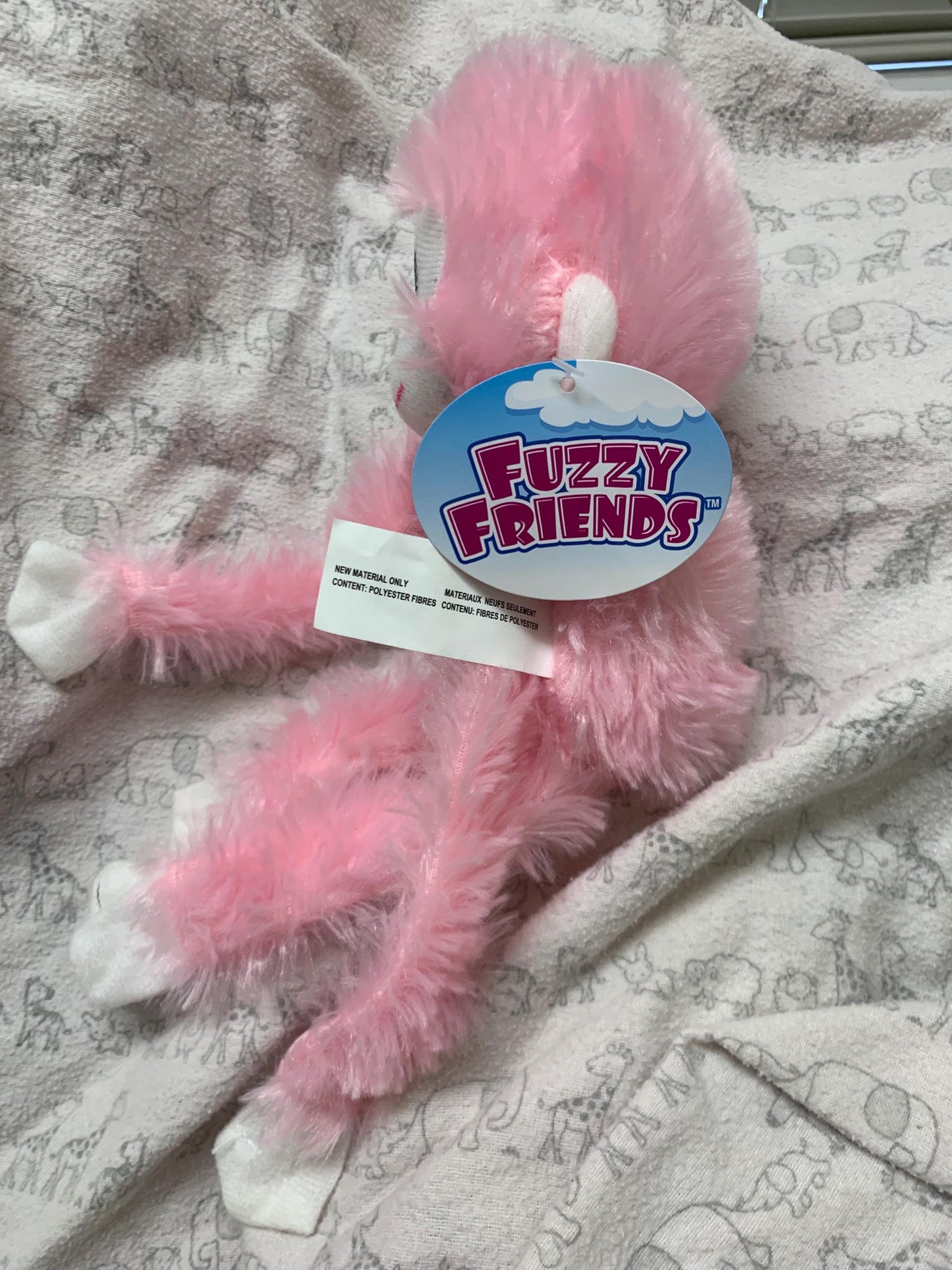 Fuzzy Friends Pink And  White Monkey Plush. Choose Color and Stuffing. NWT