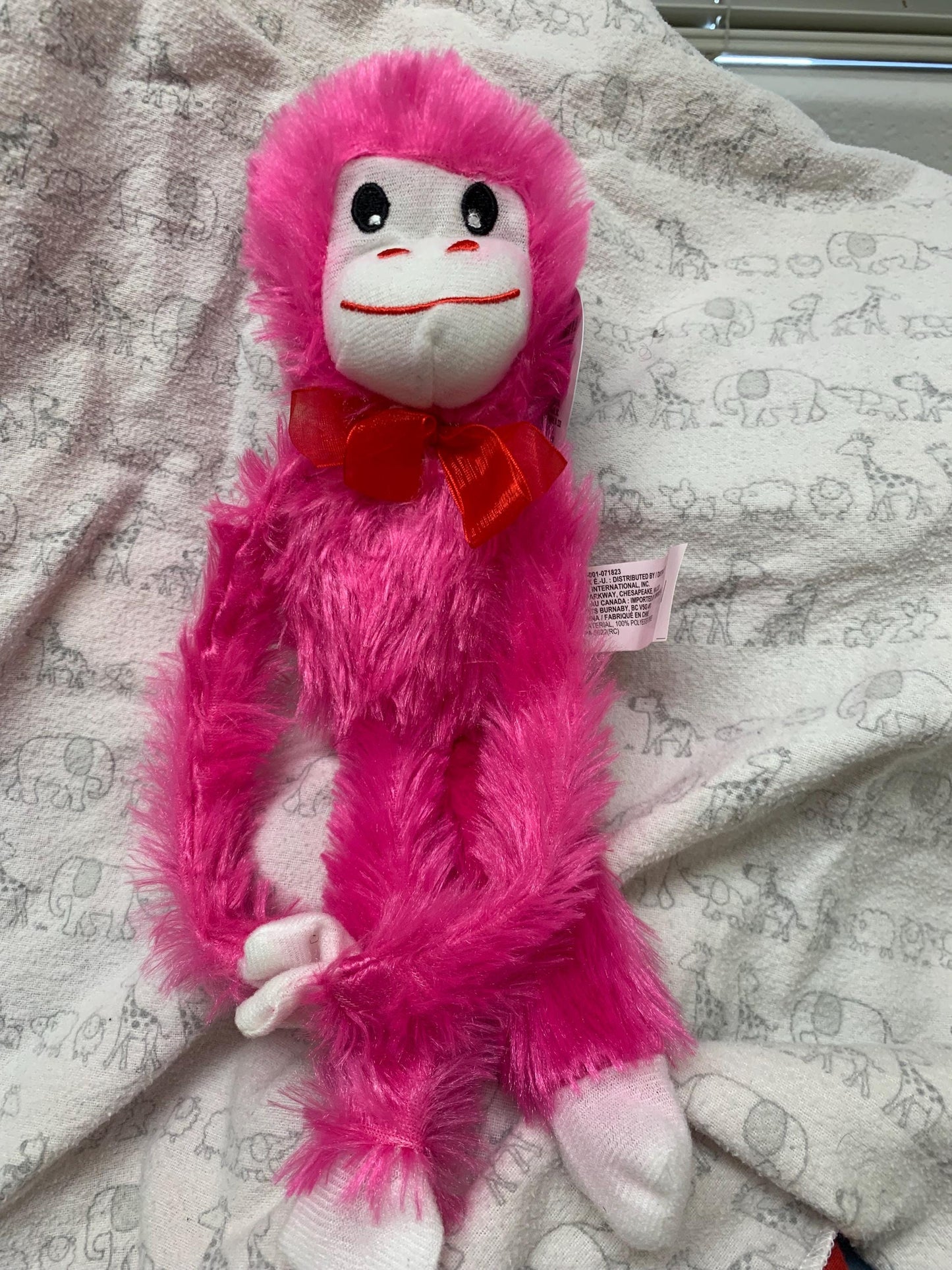 Fuzzy Friends Pink And  White Monkey Plush. Choose Color and Stuffing. NWT