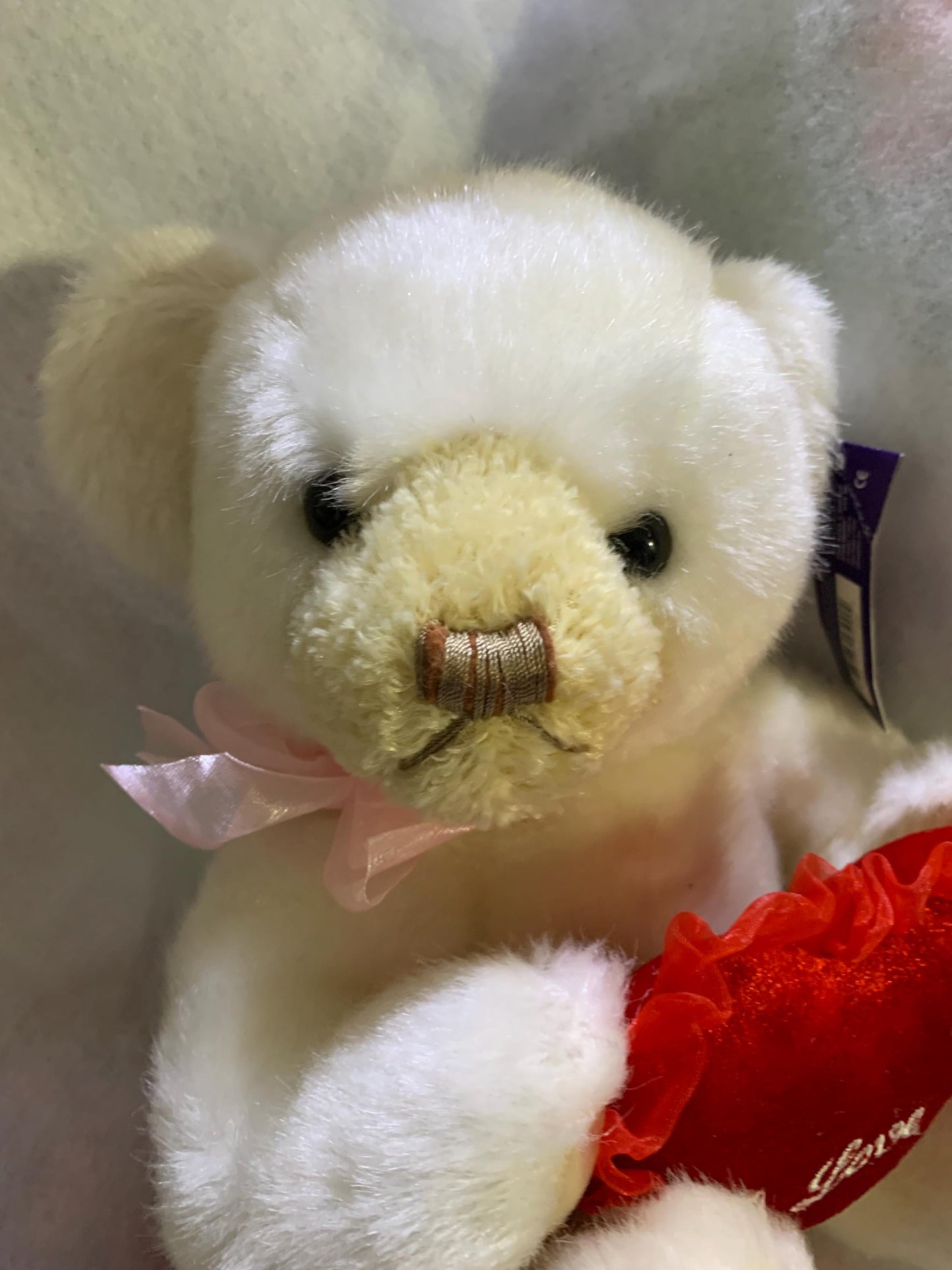 Kellytoy Teddy Bear Plush with I Love You Heart, Pink Ribbon