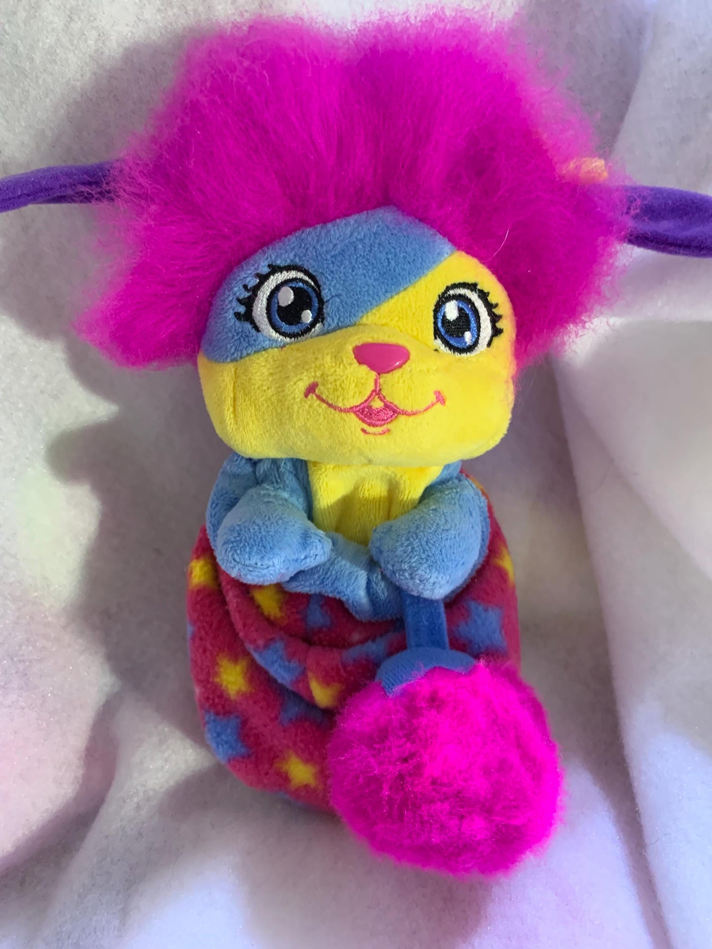 Vintage Popples Lulu Plush, Pink, Blue and Yellow, Spin Master