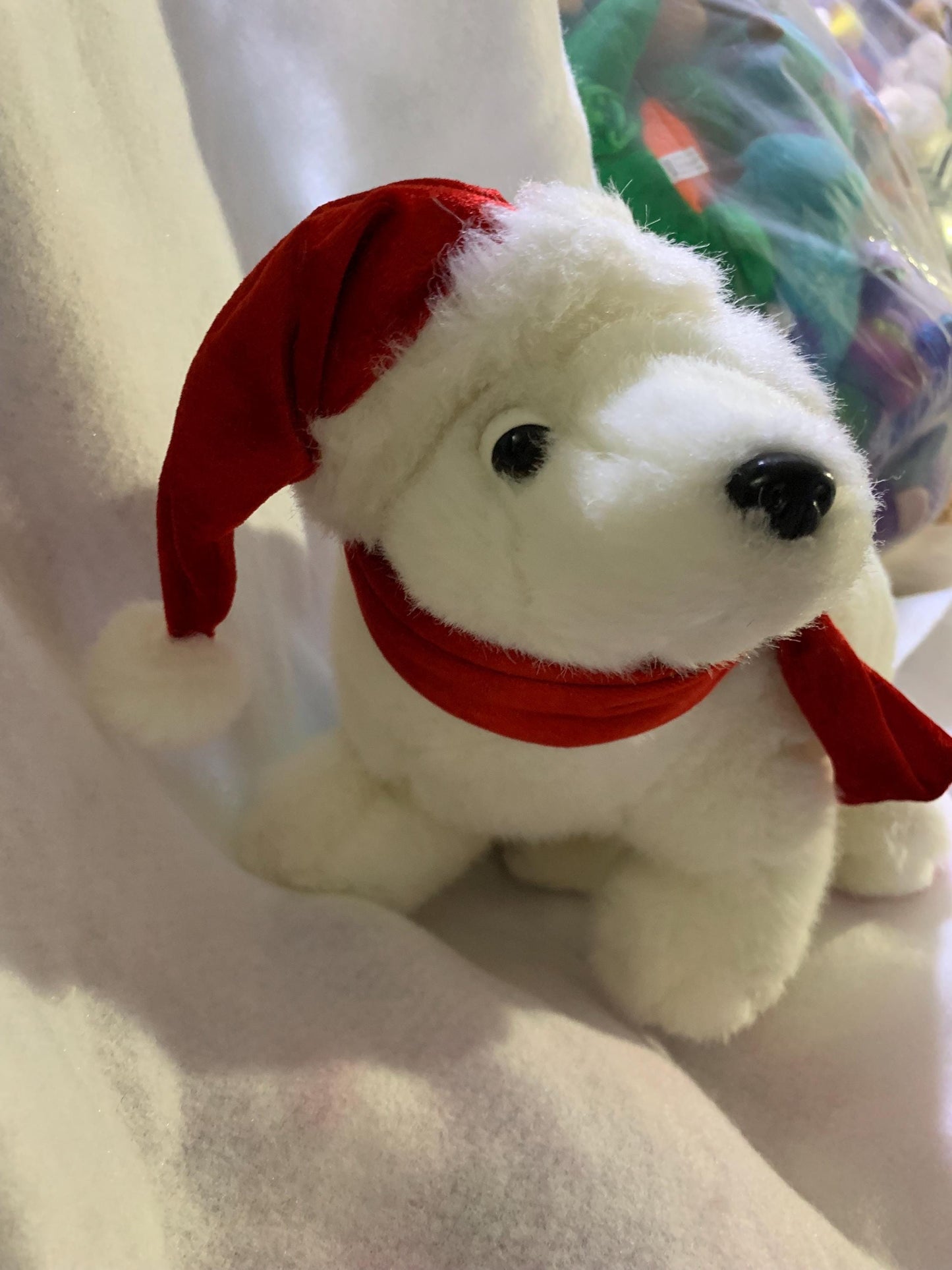 Dan Dee Plush Polar Bear with Red Velvet Hat and Scarf