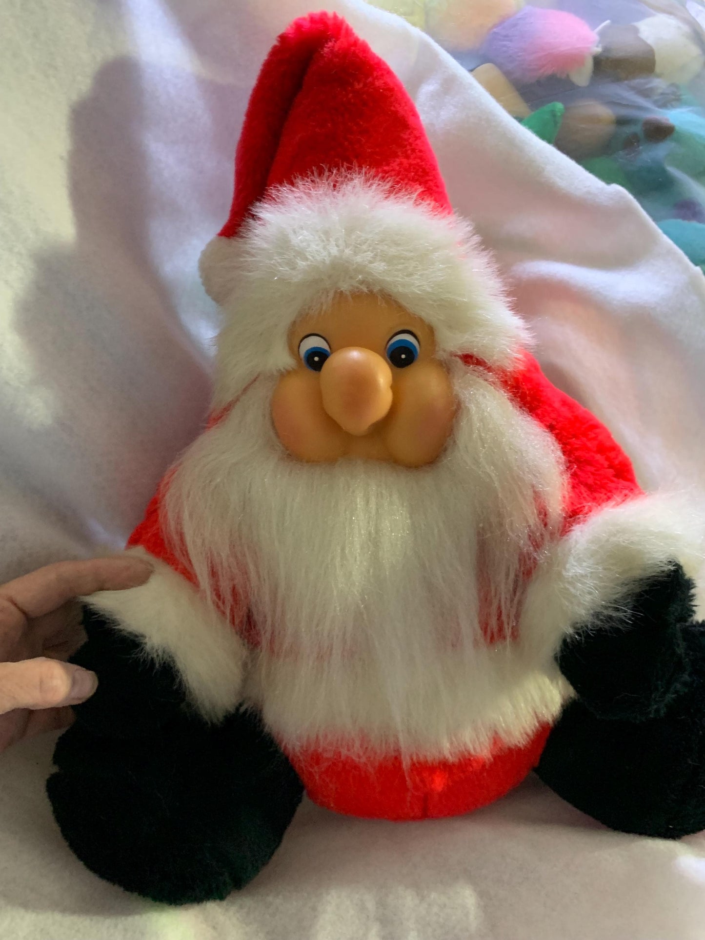 Santa Claus Red And White Rubber, Vinyl Face Christmas Plush. 1985 Vintage Animal Toy