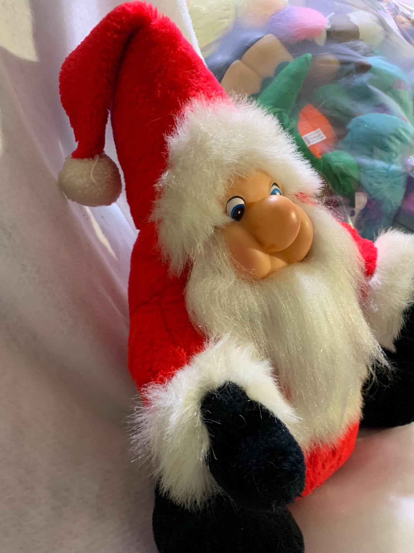 Santa Claus Red And White Rubber, Vinyl Face Christmas Plush. 1985 Vintage Animal Toy