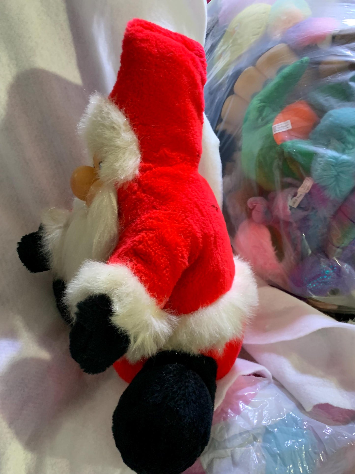 Santa Claus Red And White Rubber, Vinyl Face Christmas Plush. 1985 Vintage Animal Toy