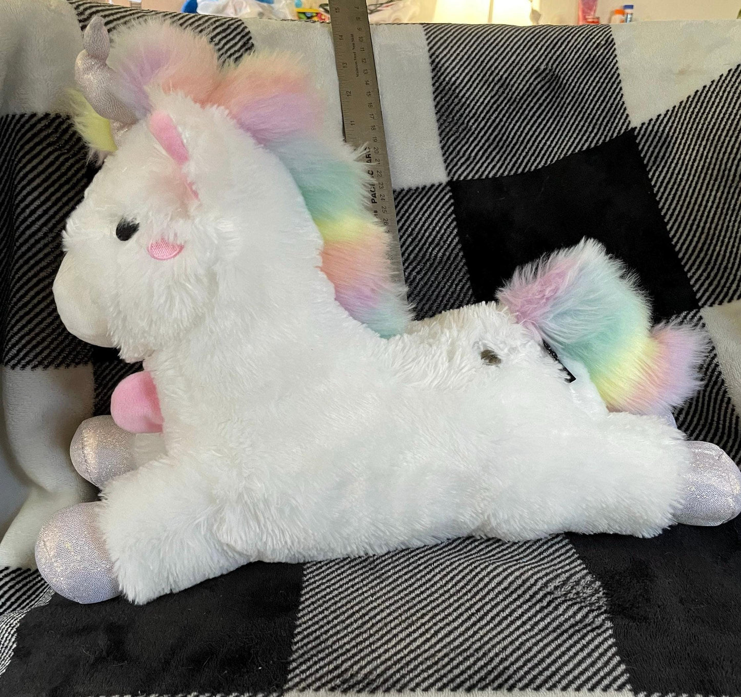 FAO Schwarz White and Pastel Unicorn Plush with Led Lights & Sound. Fuzzy