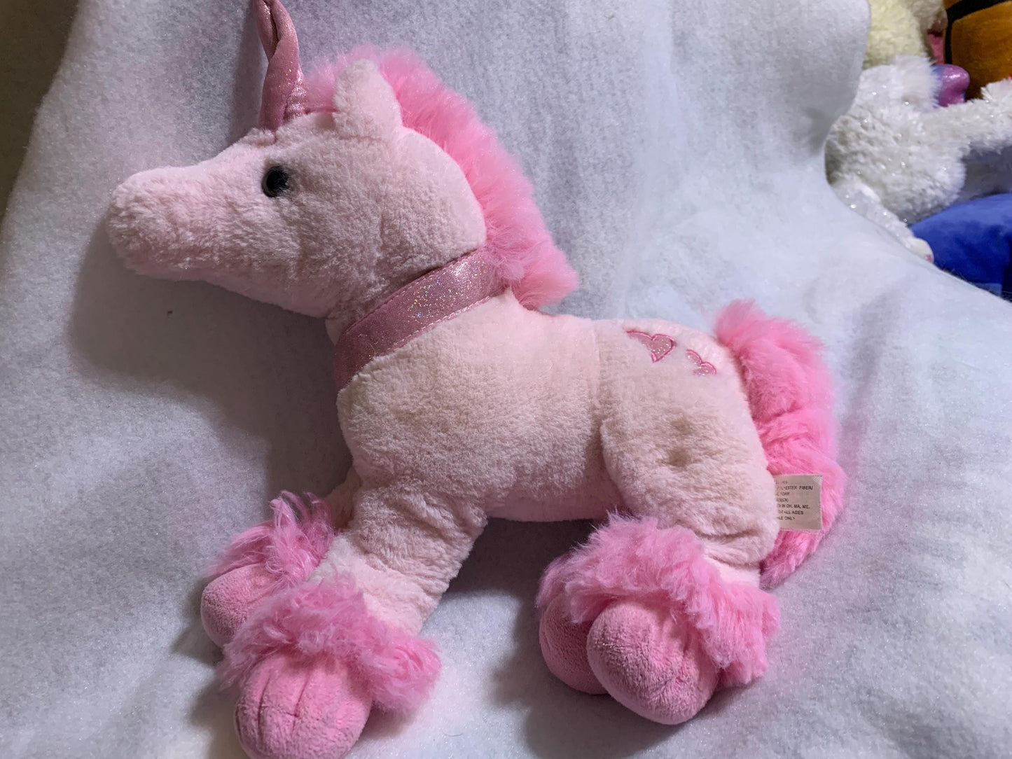 Pink Unicorn Plush, Glitter Horn and Hoofs, Medium Size