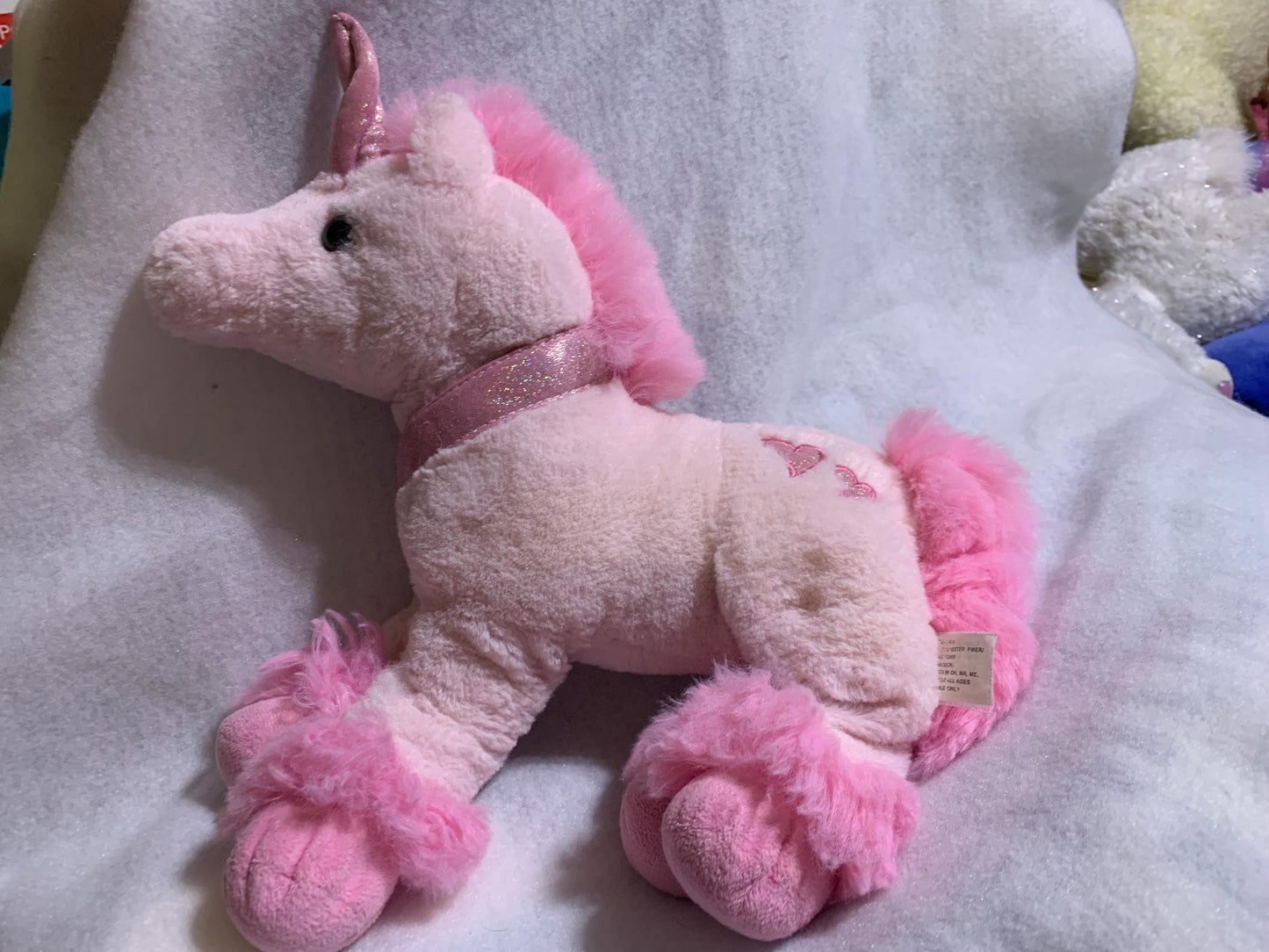 Pink Unicorn Plush, Glitter Horn and Hoofs, Medium Size