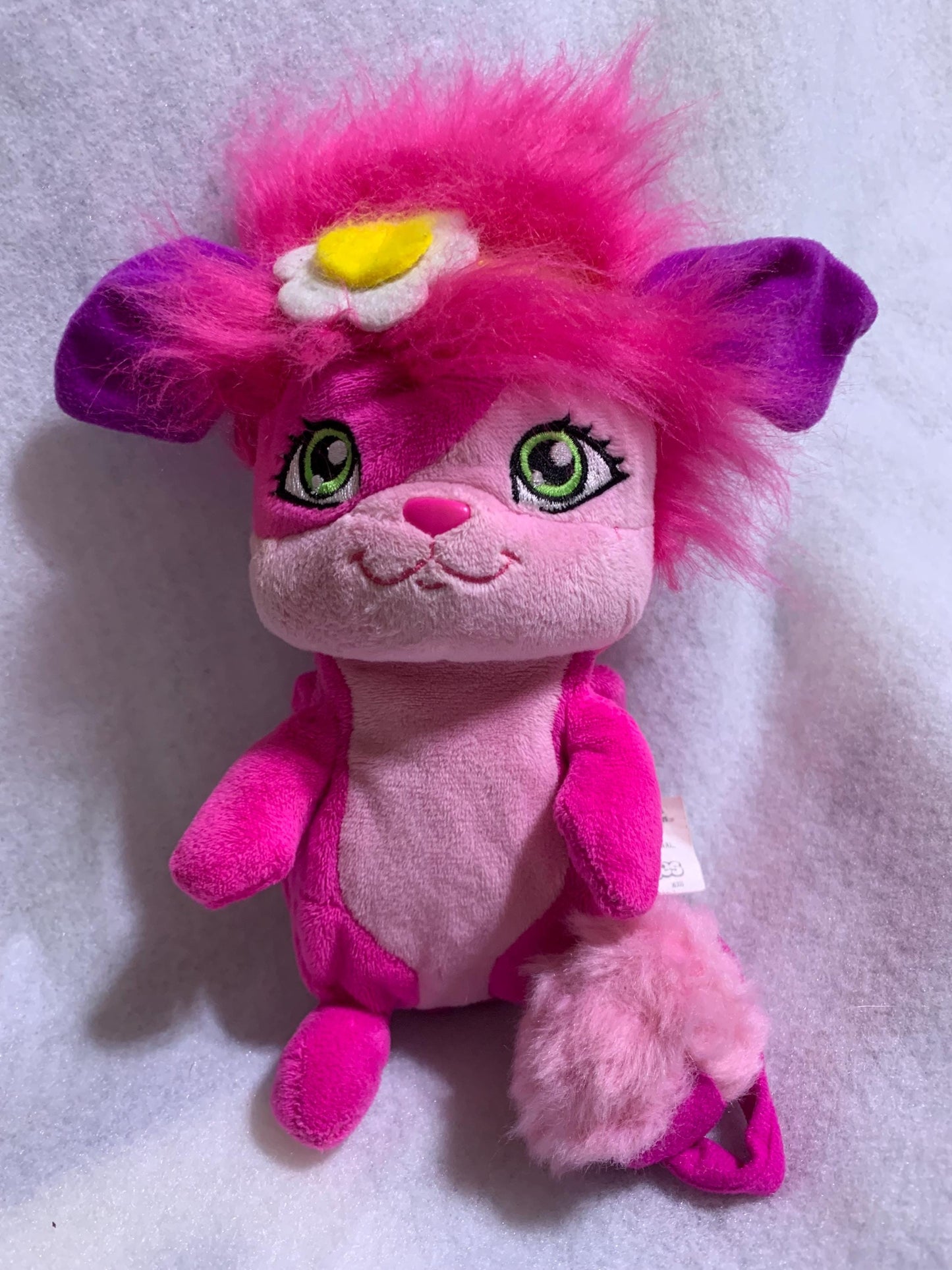 Popples BUBBLES Pink Doll Plush. Spin master. White Flower 8”