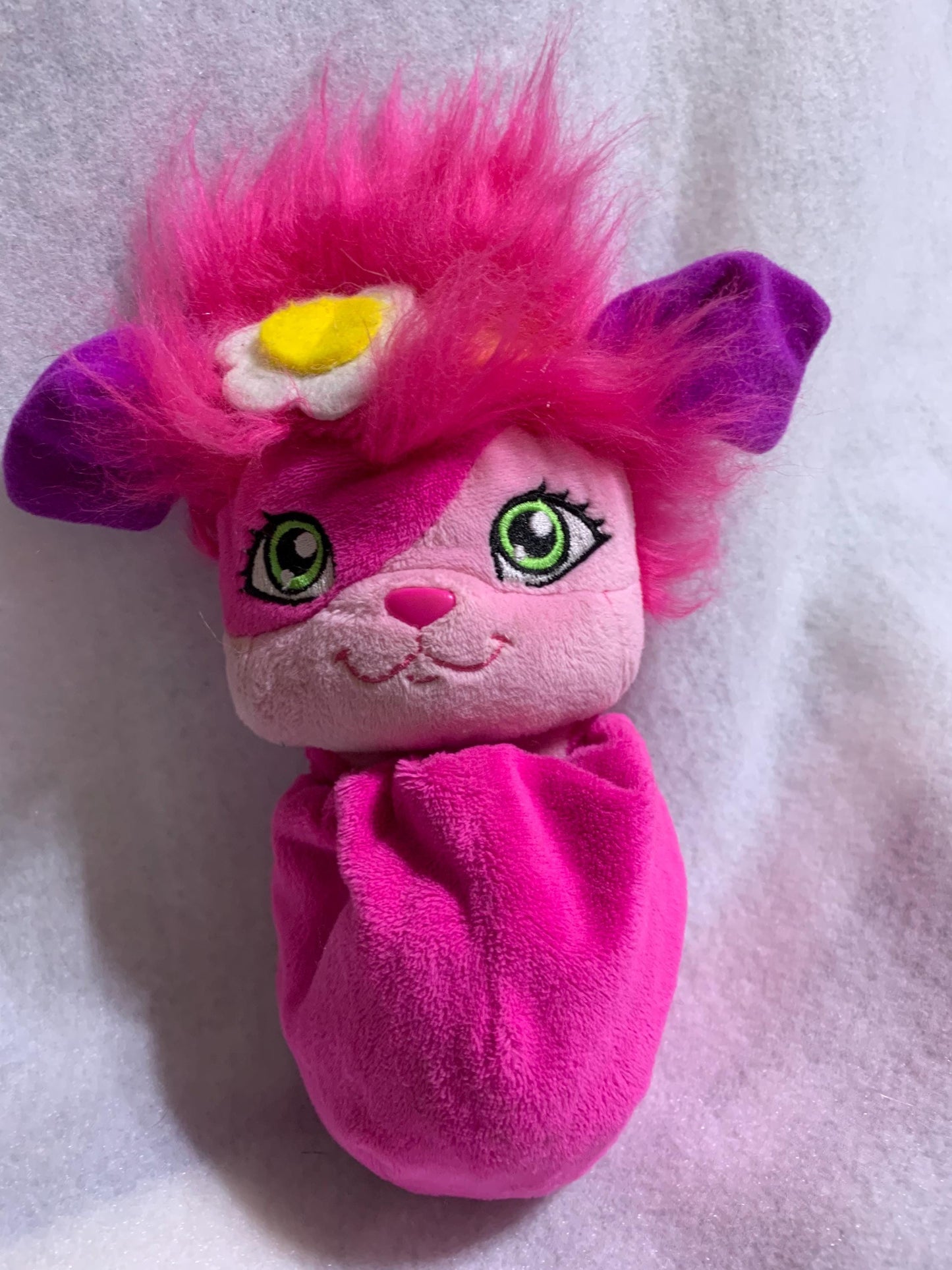 Popples BUBBLES Pink Doll Plush. Spin master. White Flower 8”