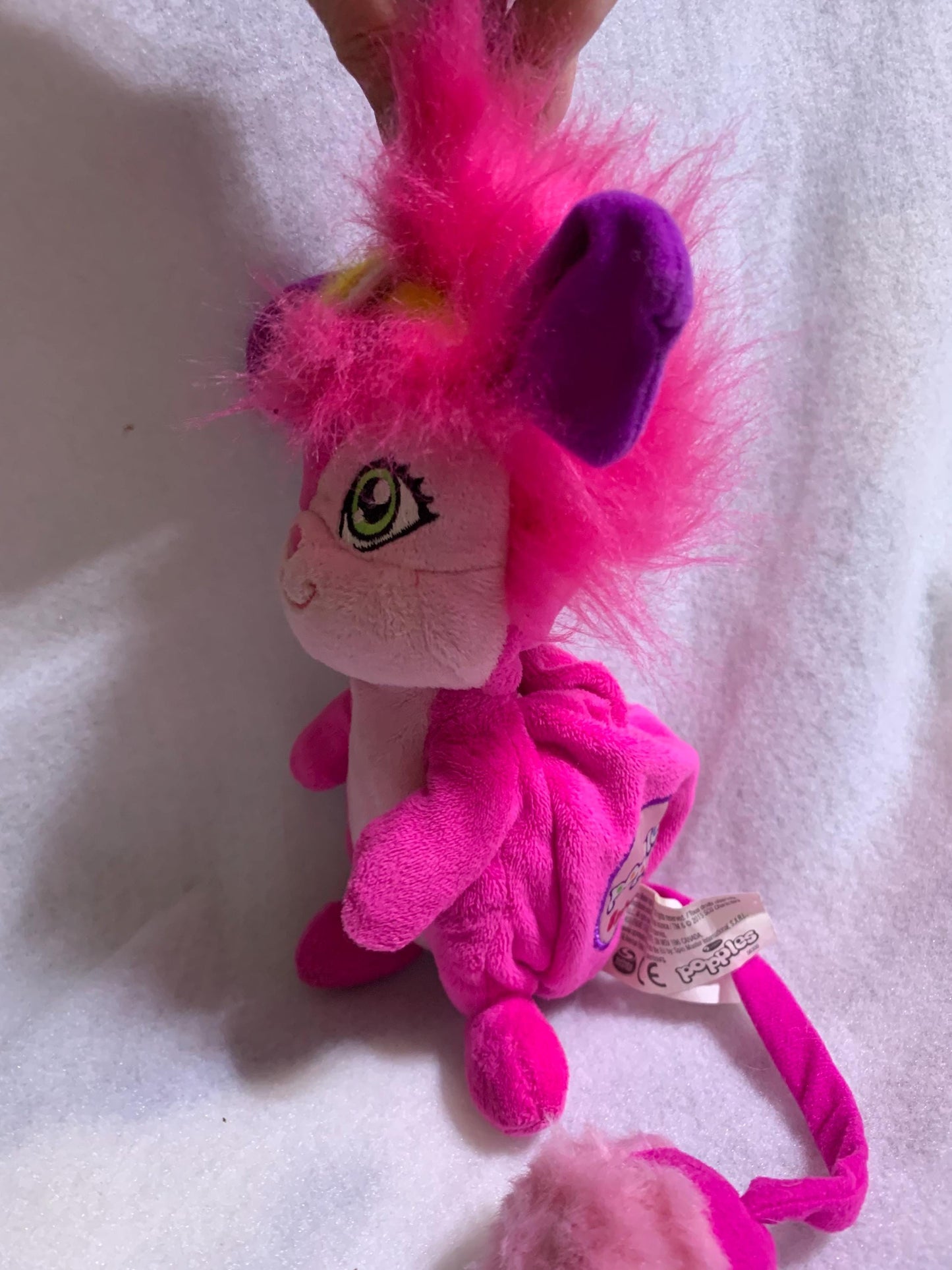 Popples BUBBLES Pink Doll Plush. Spin master. White Flower 8”