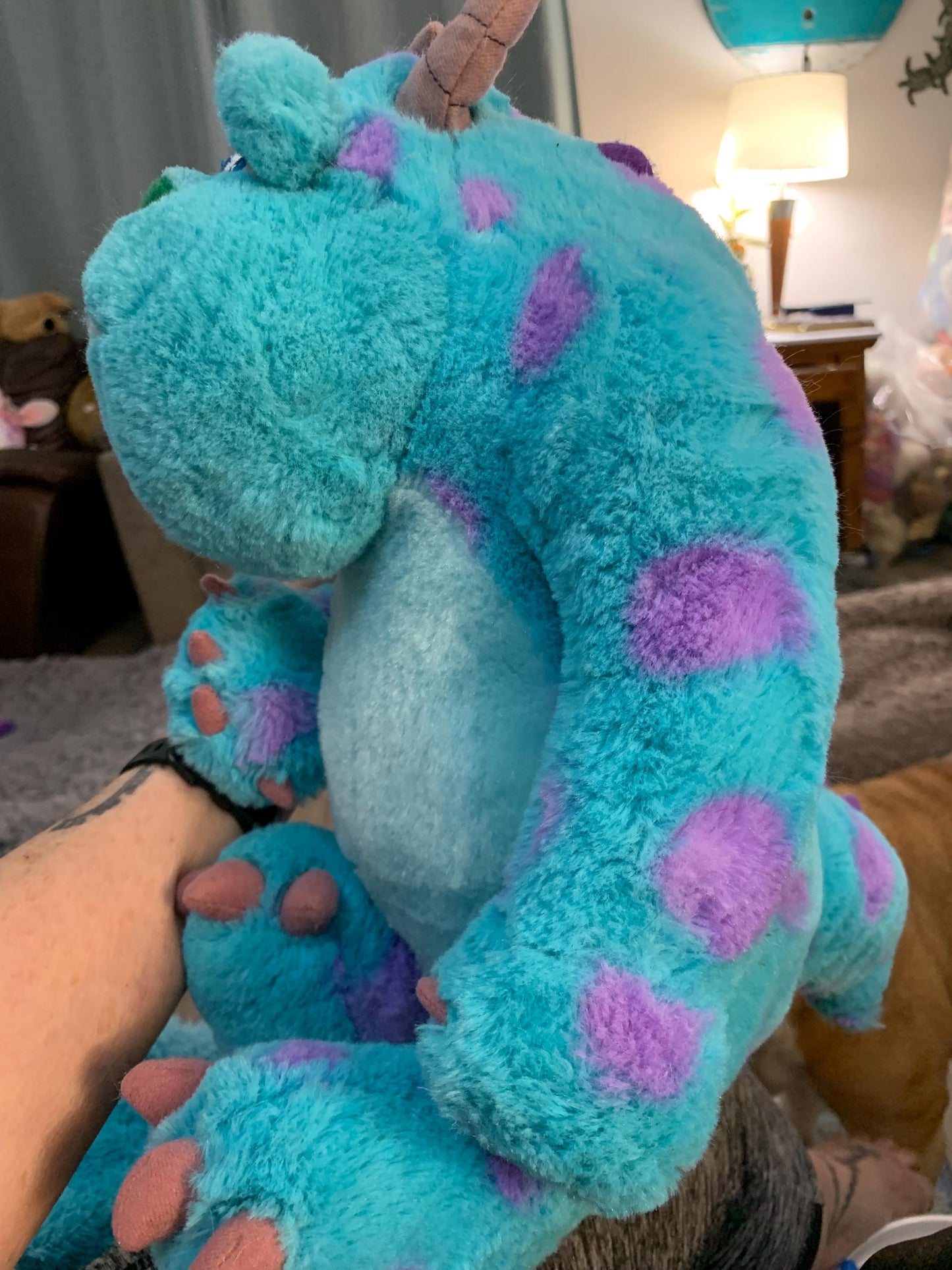 Sully James P Sullivan  Blue And Purple Monsters Inc Monster Plush. Sitting Position.