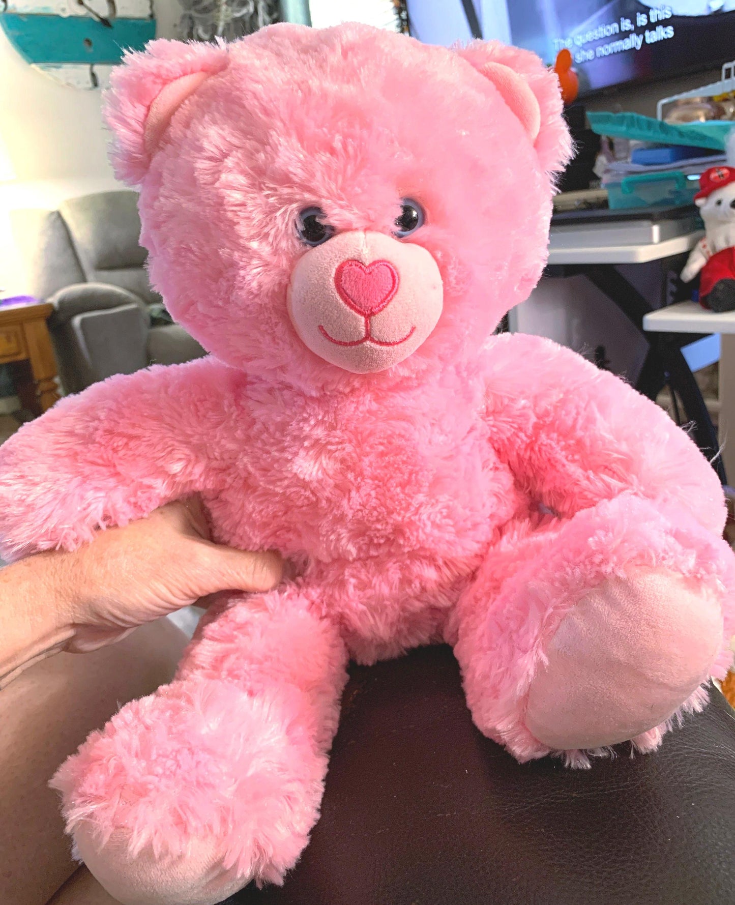 Build a Bear Pink Cuddles Plush Teddy Bear - Heart Nose