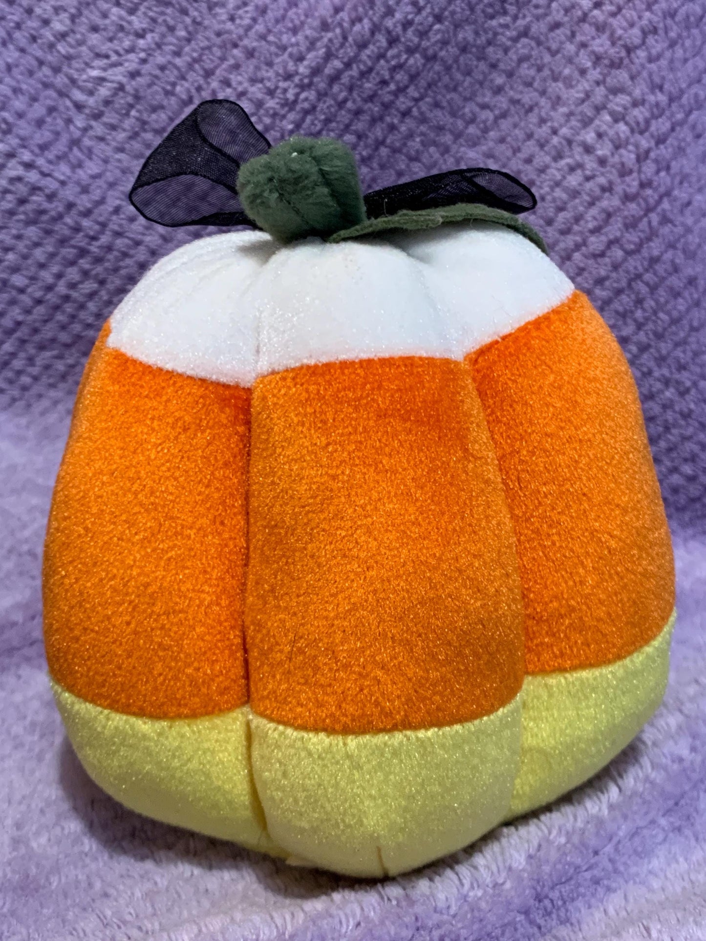 Candy Corn Pumpkin, Jack O Lantern Plush, Black Ribbon. Absolutely Adorable!