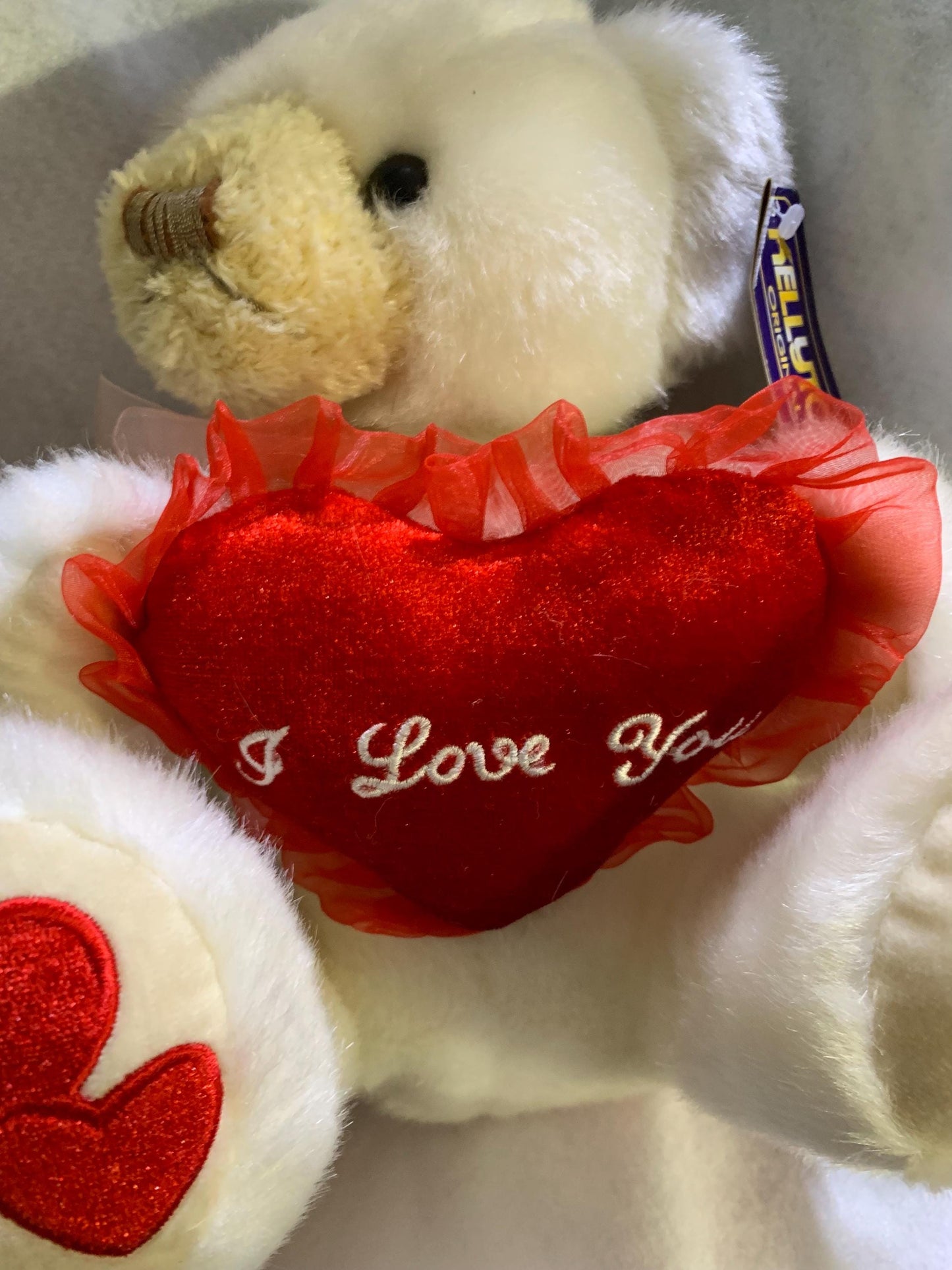 Kellytoy Teddy Bear Plush with I Love You Heart, Pink Ribbon