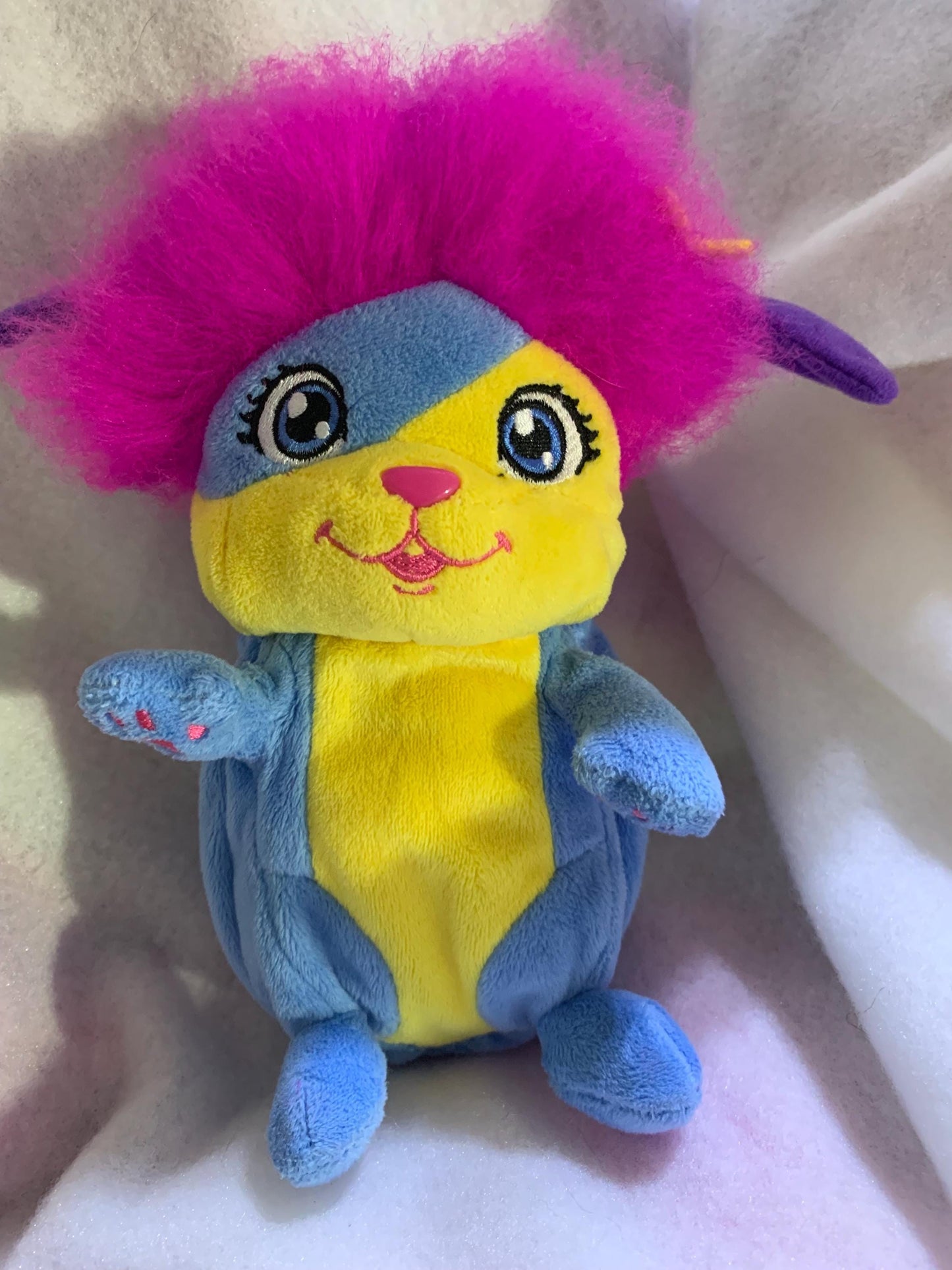 Vintage Popples Lulu Plush, Pink, Blue and Yellow, Spin Master