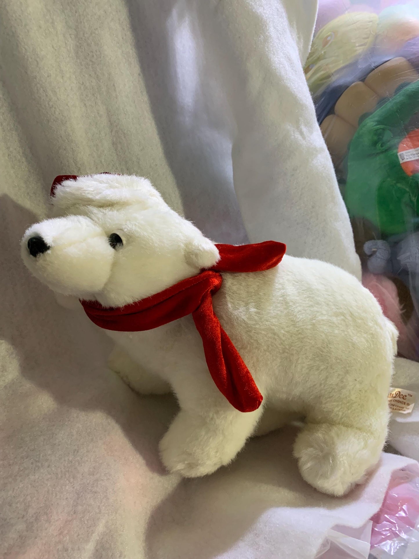 Dan Dee Plush Polar Bear with Red Velvet Hat and Scarf